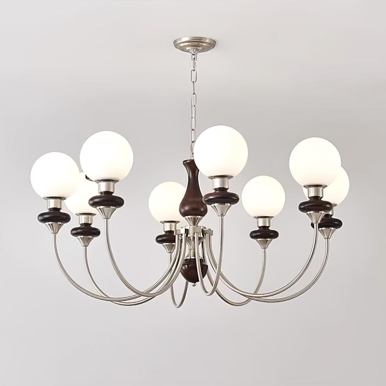Walnut Brass Chandelier with 3/6/8 lamps-Sylvia Space
