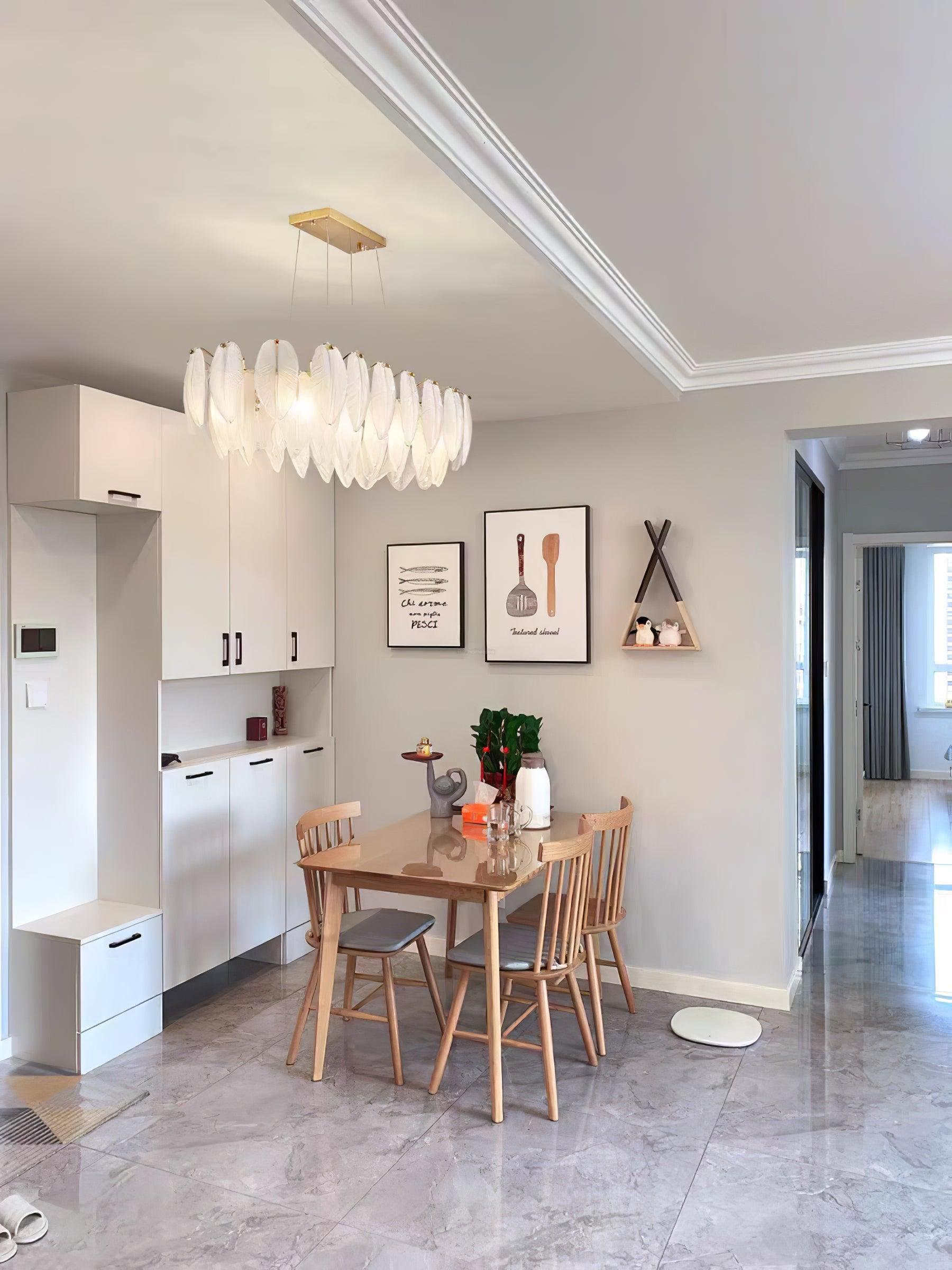 Glass Feather Style Chandelier-Sylvia Space