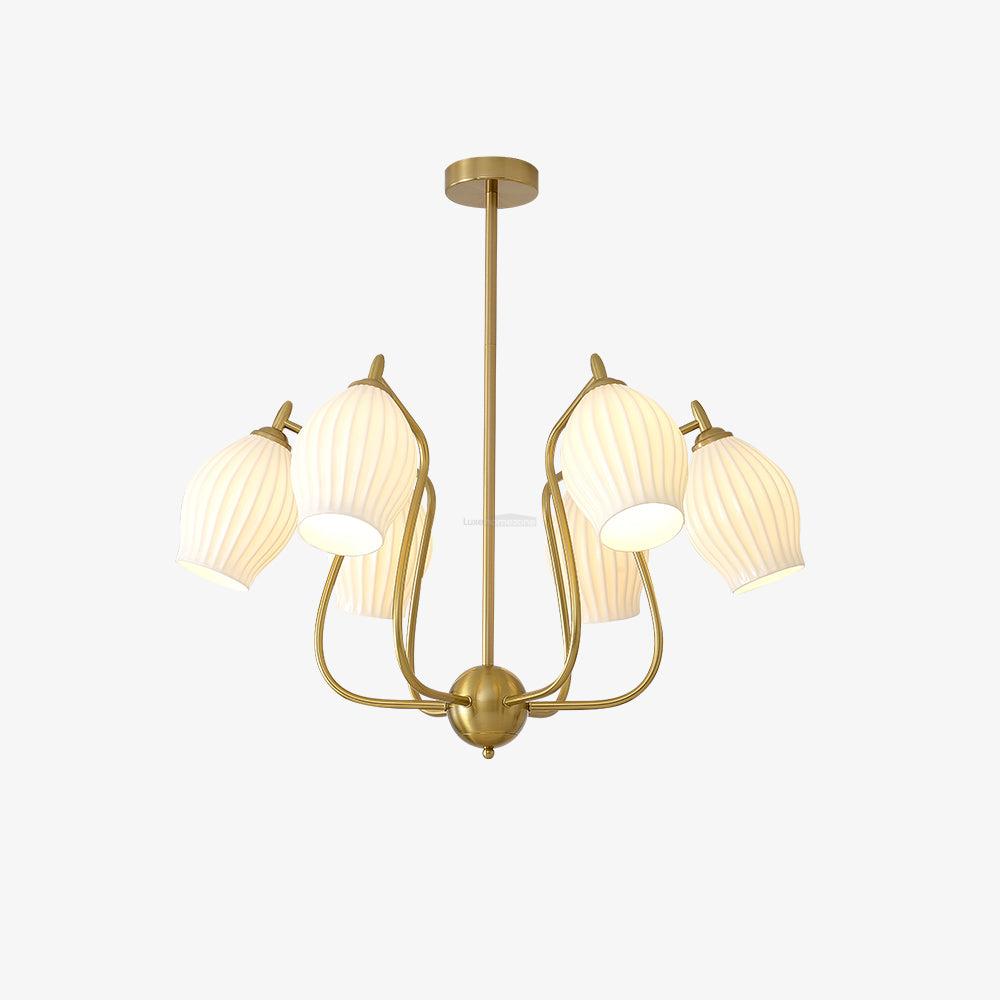 Ceramic Ribbed Chandelier with 4/6/8 heads-Sylvia Space