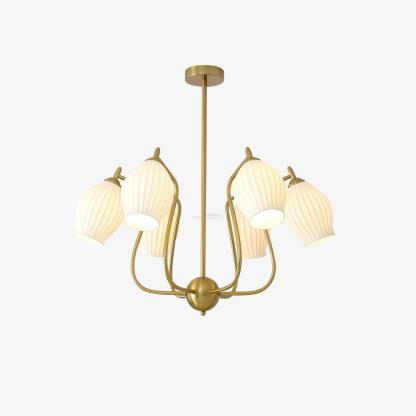 Ceramic Ribbed Chandelier with 4/6/8 heads-Sylvia Space