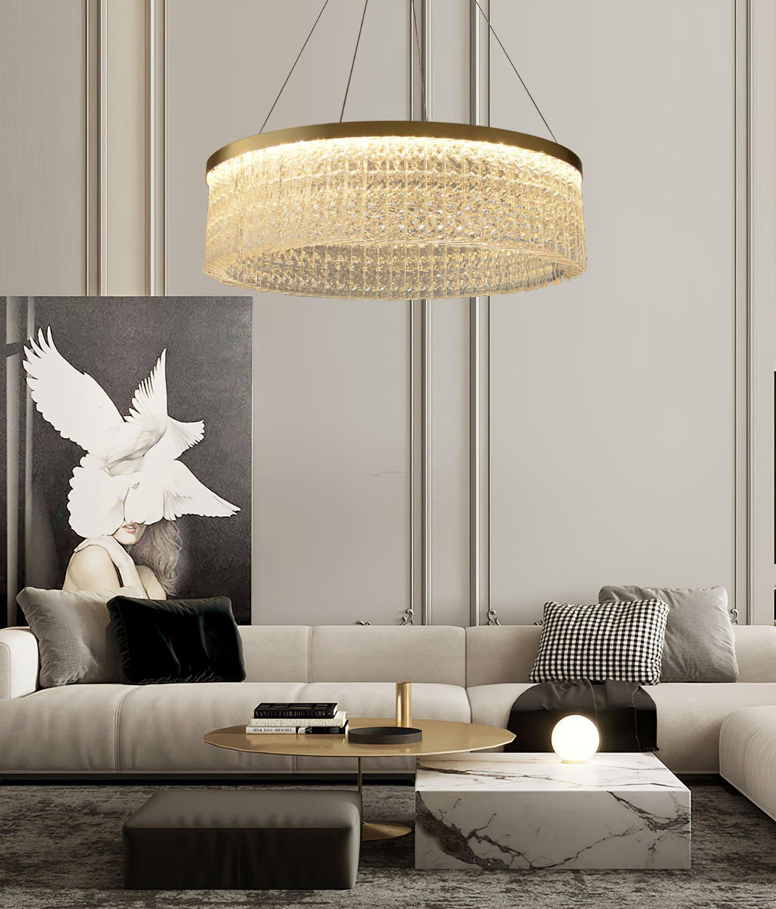 Halo Crystal Round Chandelier-Sylvia Space