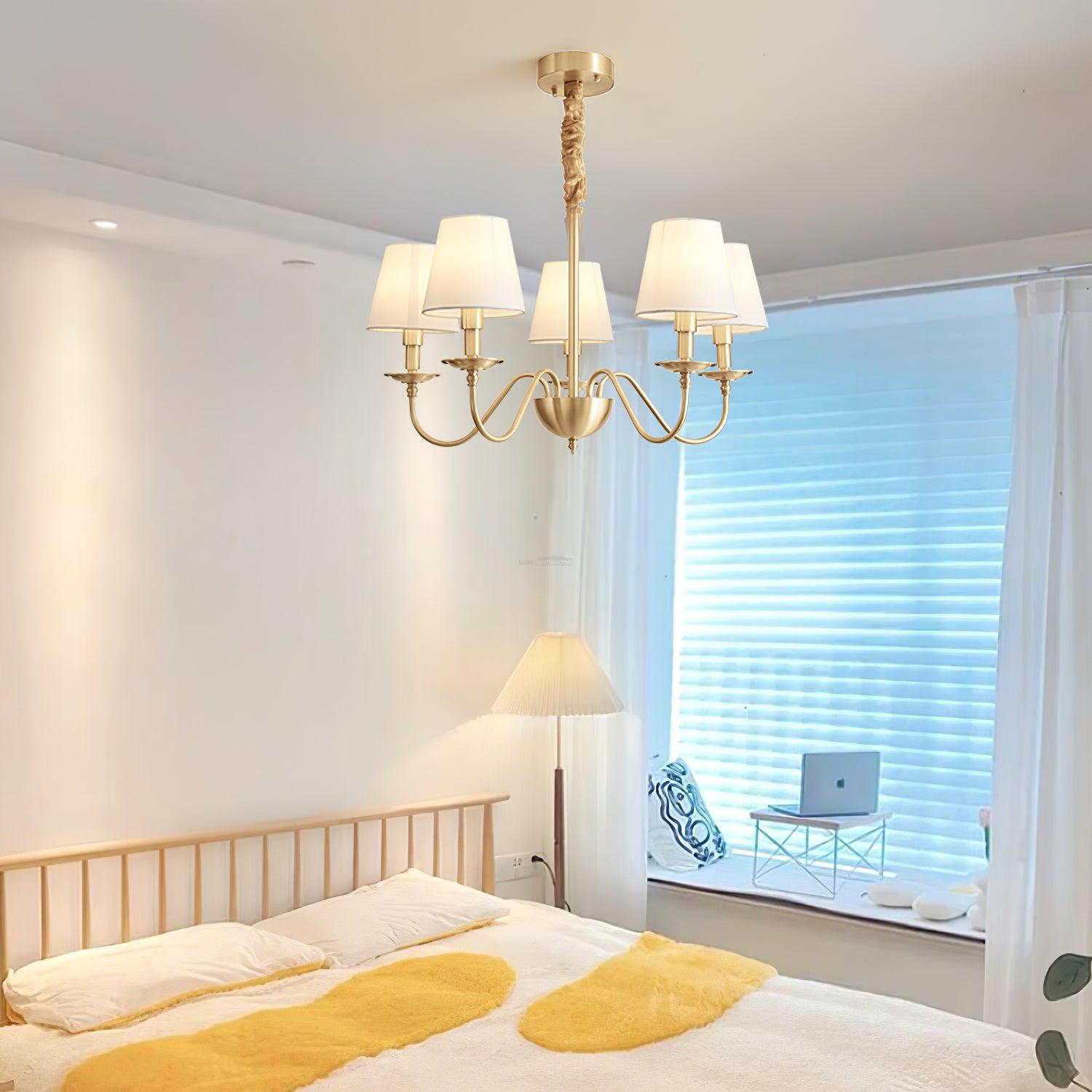 Tapered Fabric Brass Chandelier with 3/5/8 heads-Sylvia Space