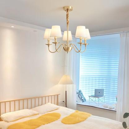 Tapered Fabric Brass Chandelier with 3/5/8 heads-Sylvia Space