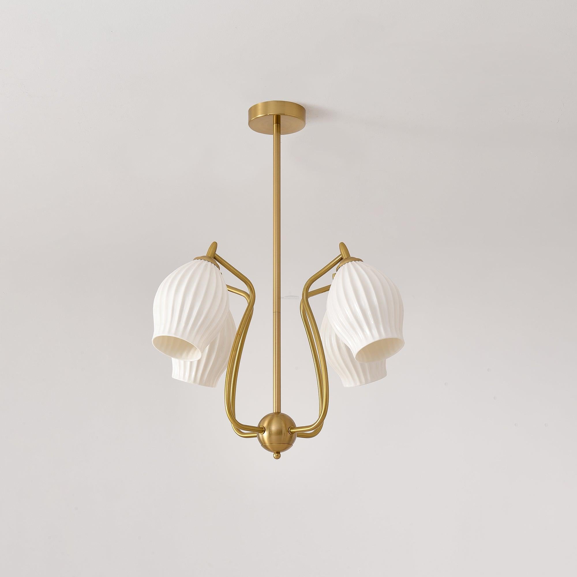 Ceramic Ribbed Chandelier with 4/6/8 heads-Sylvia Space