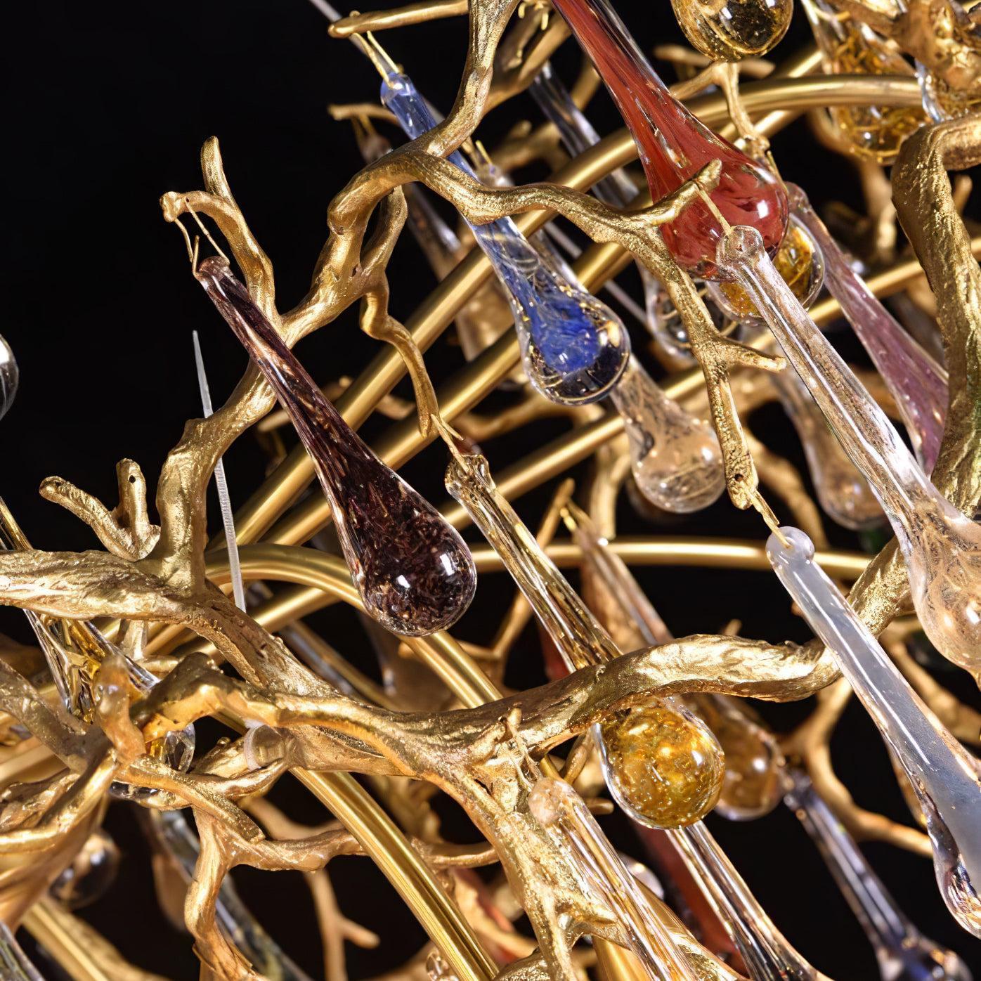 Colorful Teardrop Brass Branch Chandelier-Sylvia Space