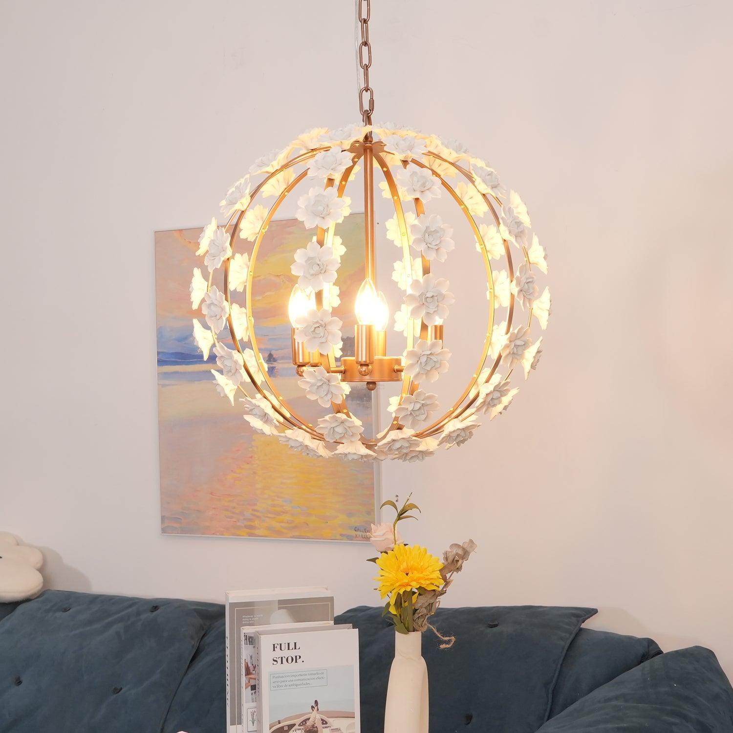 Bianca Floral Orb Globe Chandelier-Sylvia Space