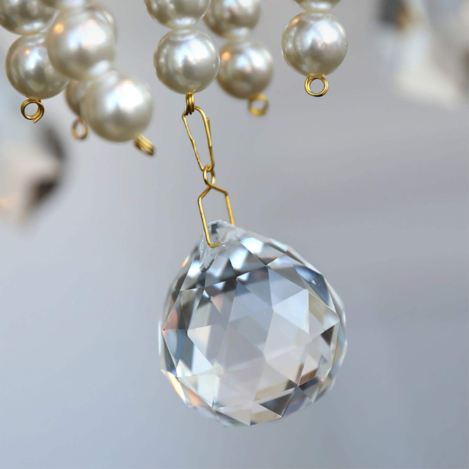 Crystal Pearl Candle Chandelier-Sylvia Space