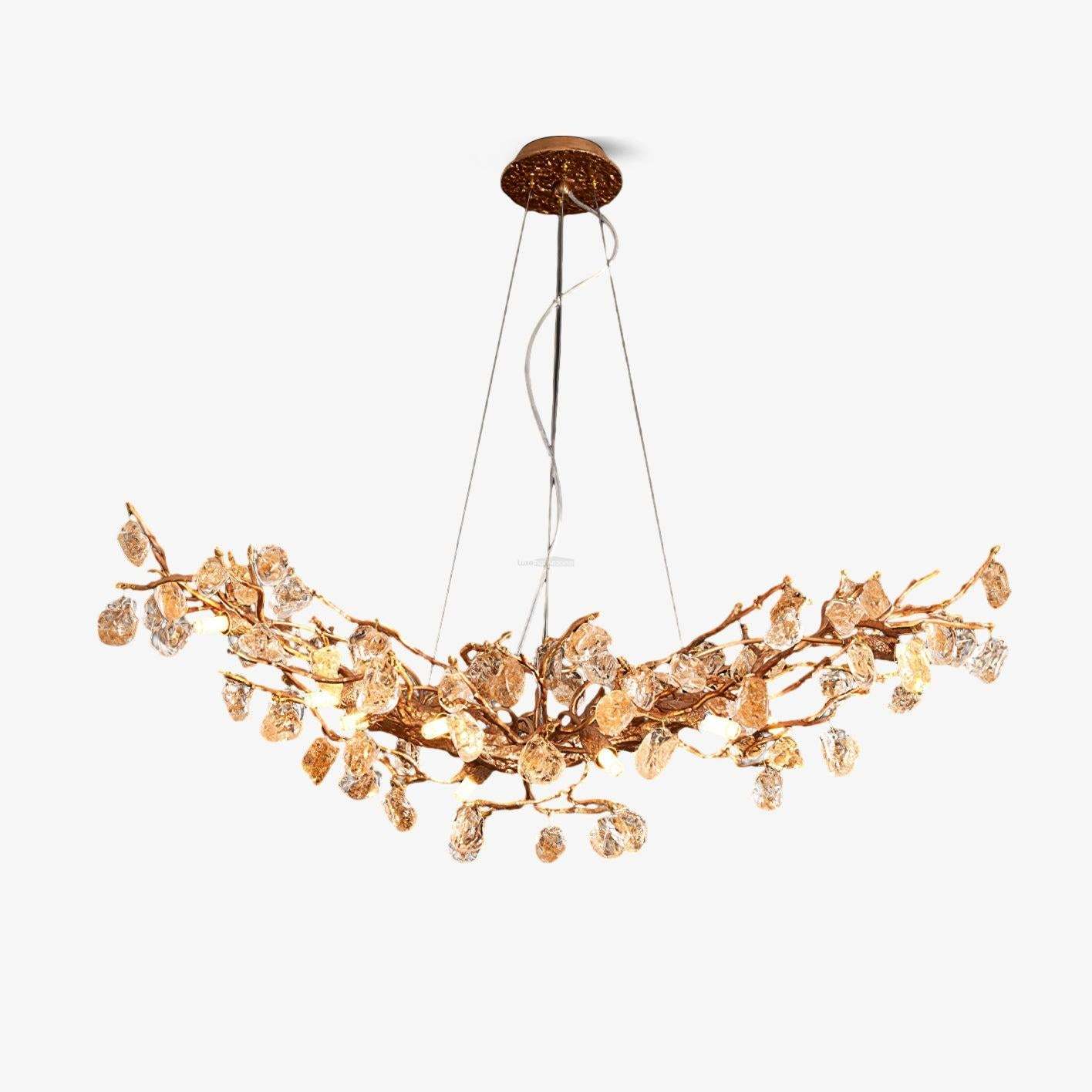 Stone Crystal Brass Chandelier  ∅ 5.1″-Sylvia Space