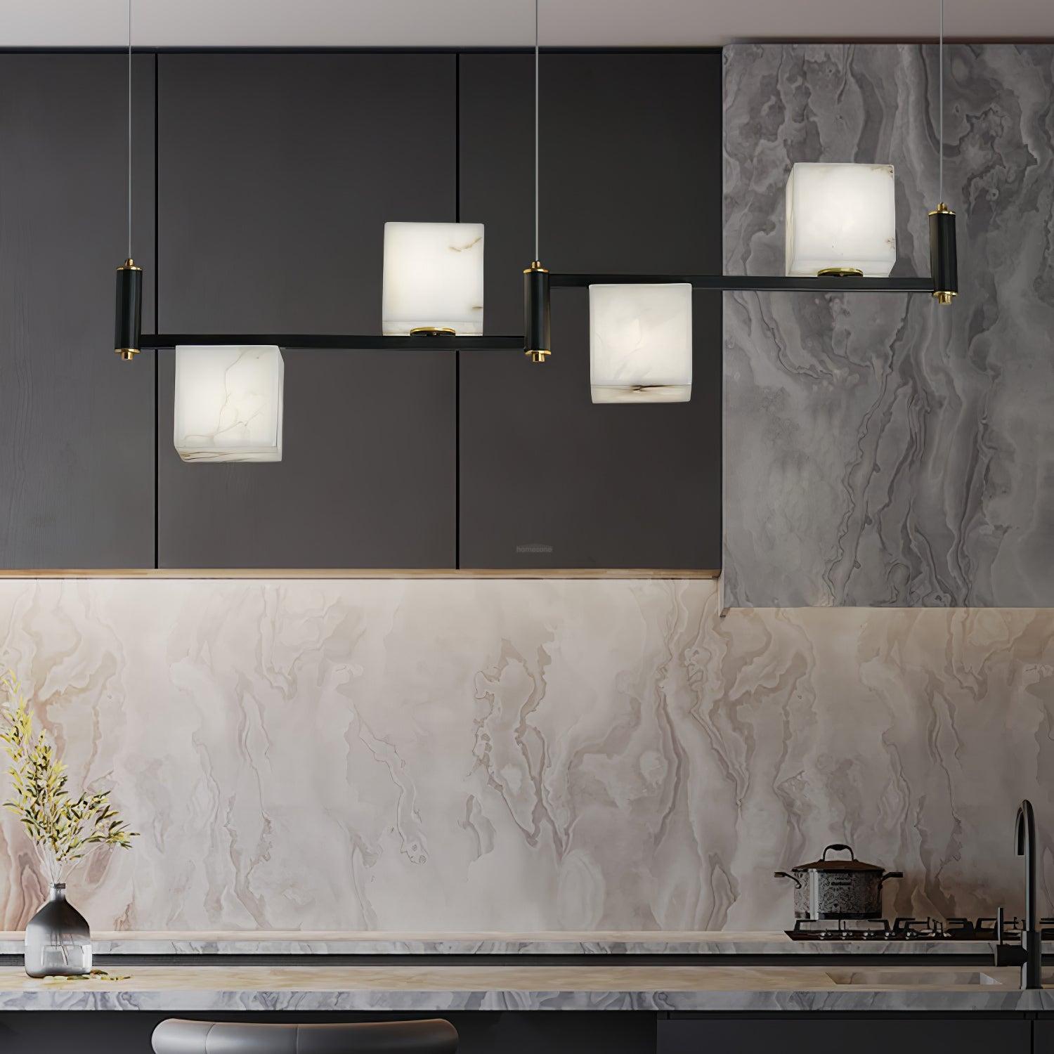 Alabaster Square Box Chandelier with 4/5/6/8/9 heads-Sylvia Space