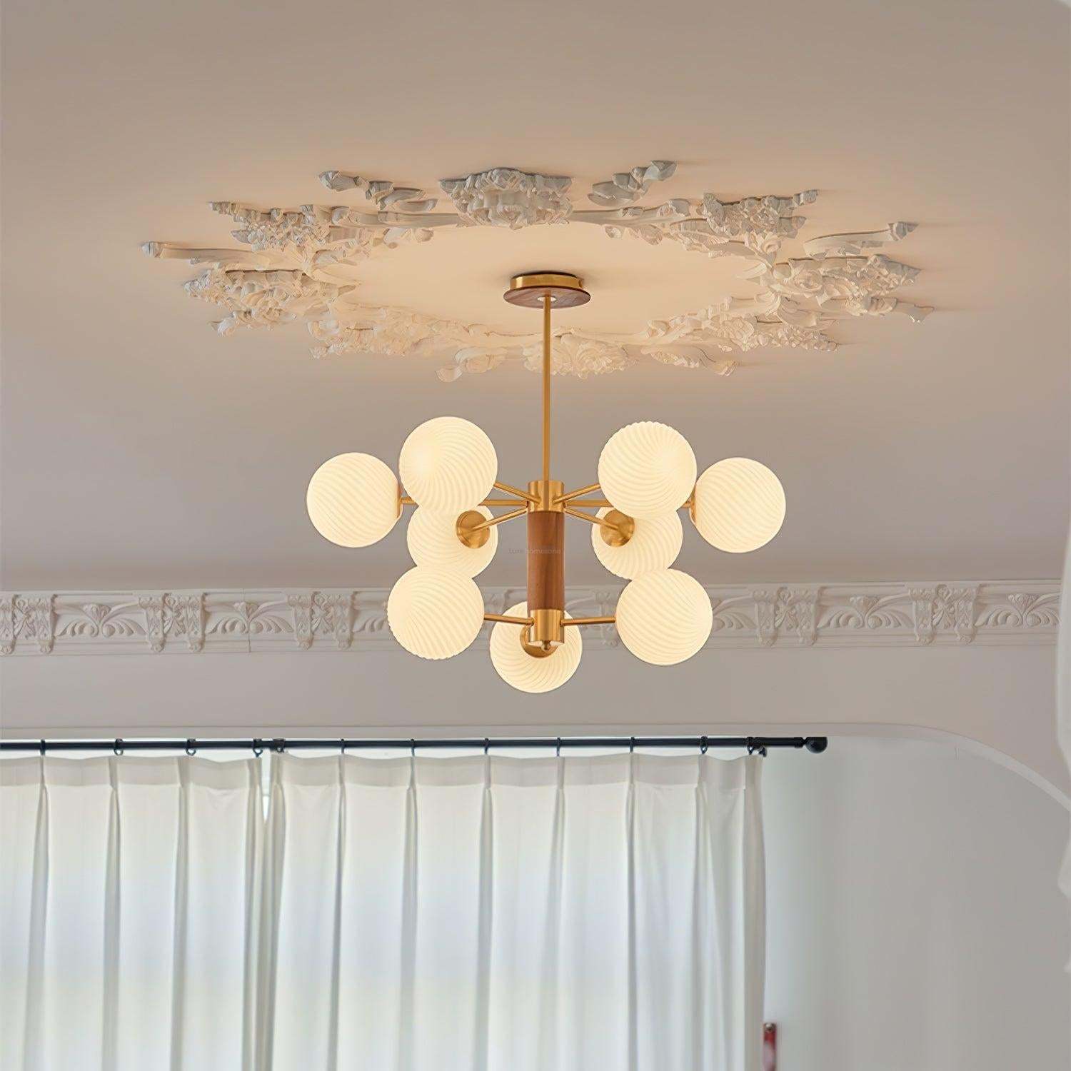 Ribbed Babble Glass Chandelier with 6/9 heads-Sylvia Space