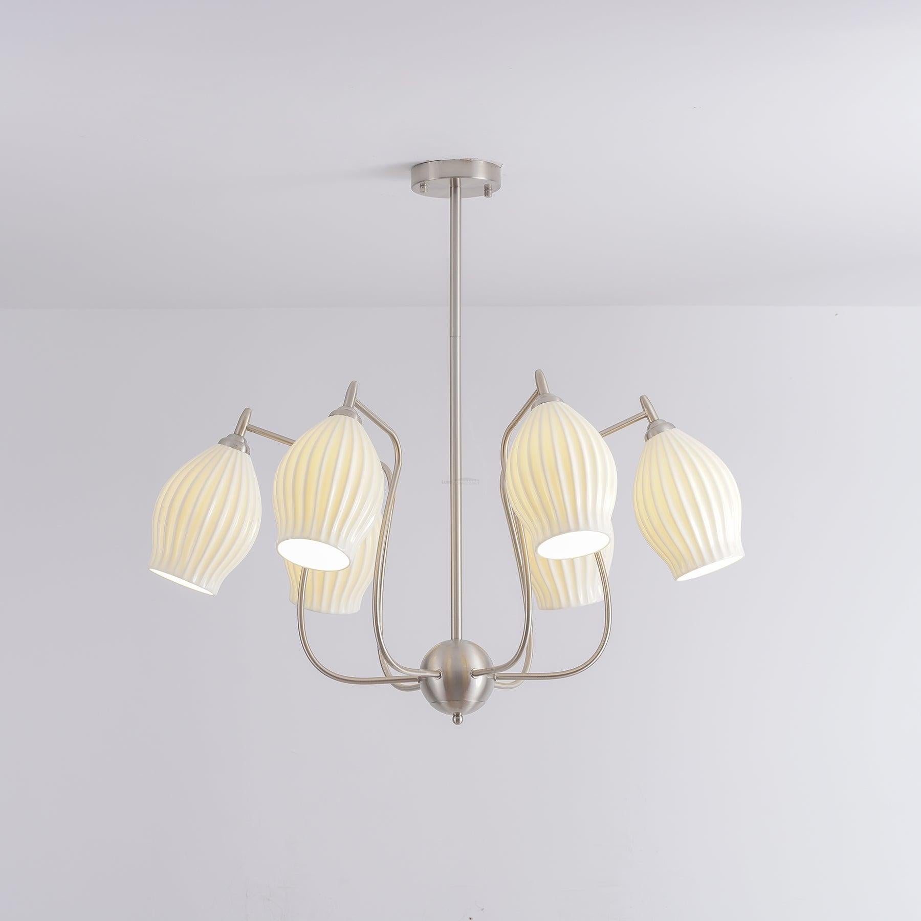 Ceramic Ribbed Chandelier with 4/6/8 heads-Sylvia Space