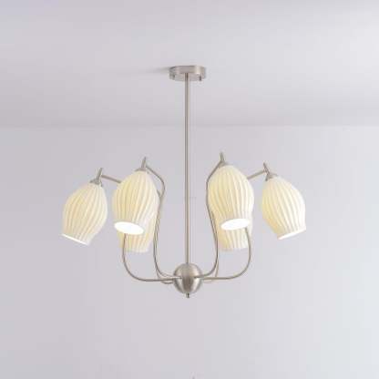 Ceramic Ribbed Chandelier with 4/6/8 heads-Sylvia Space
