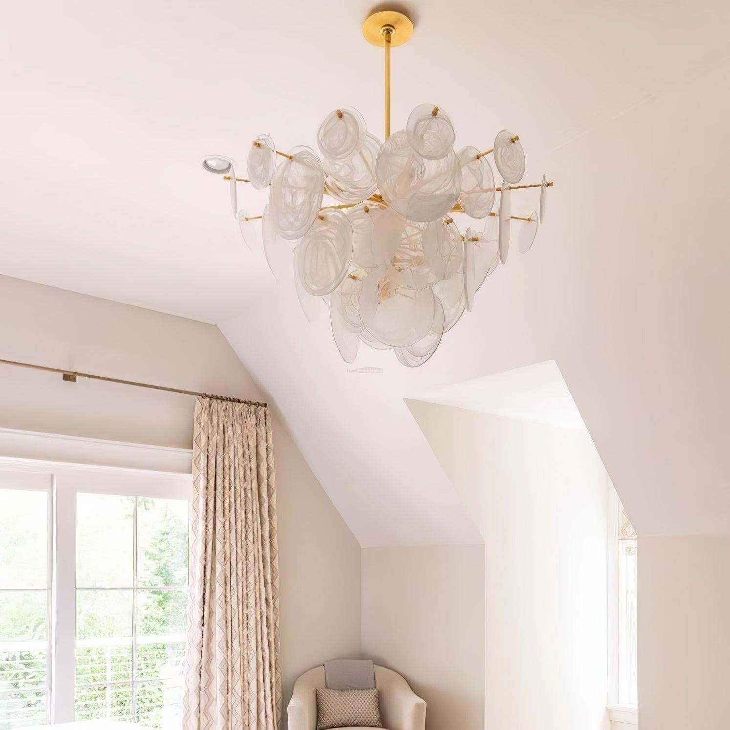 Brass Discs Cascading Round Chandelier-Sylvia Space