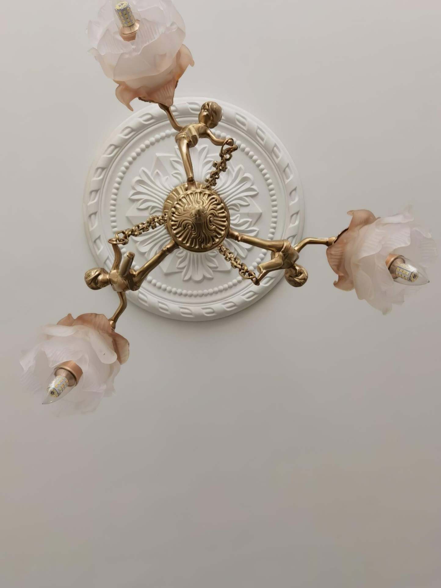 Putti Statuettes Brass Chandelier-Sylvia Space
