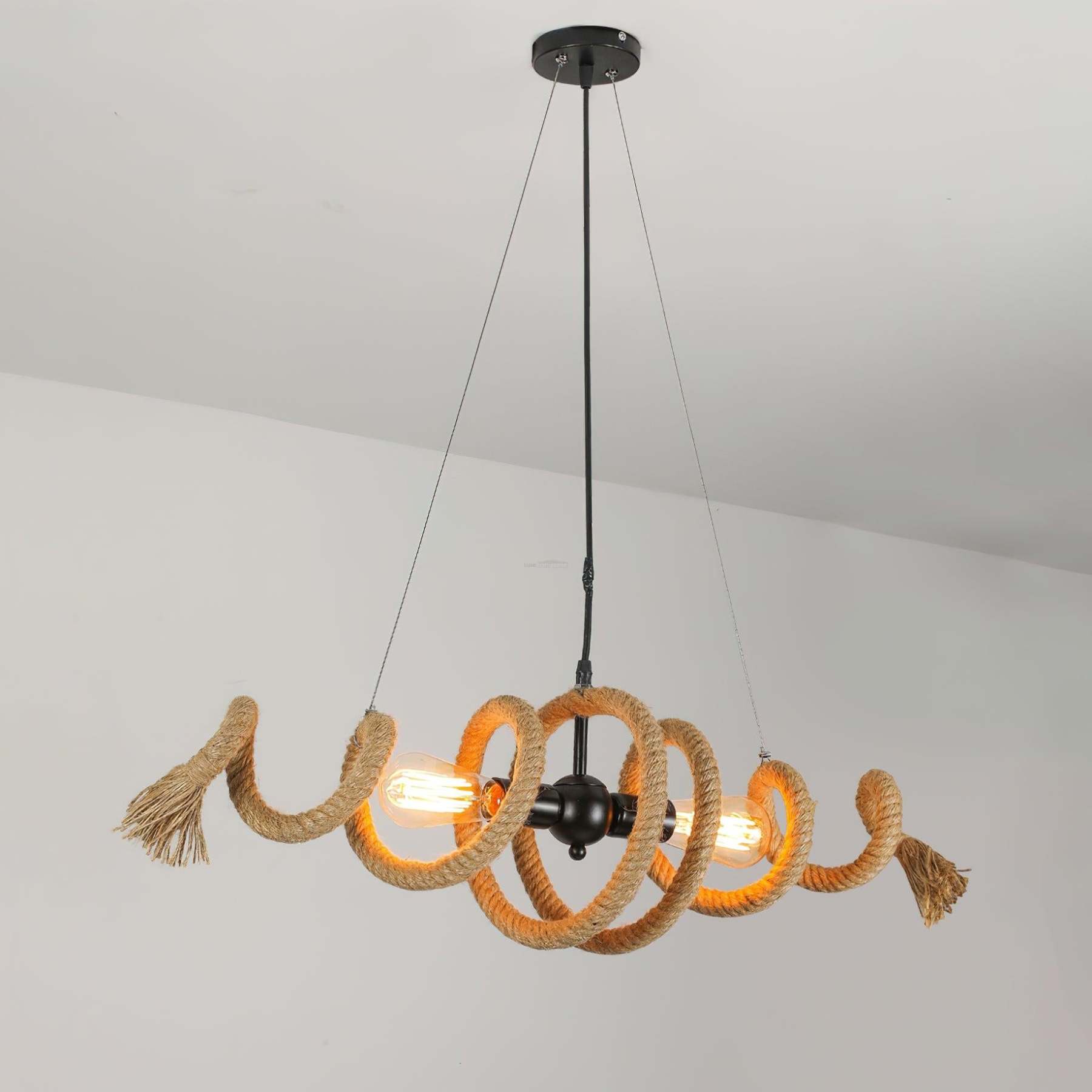 Hemp Rope Industrial Spiral Chandelier ∅ 31.5″-Sylvia Space