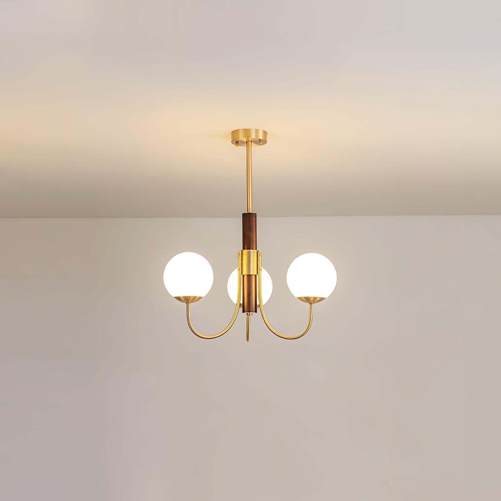 Midas Touch Walnut Sphere Chandelier with 3/6/8 heads-Sylvia Space