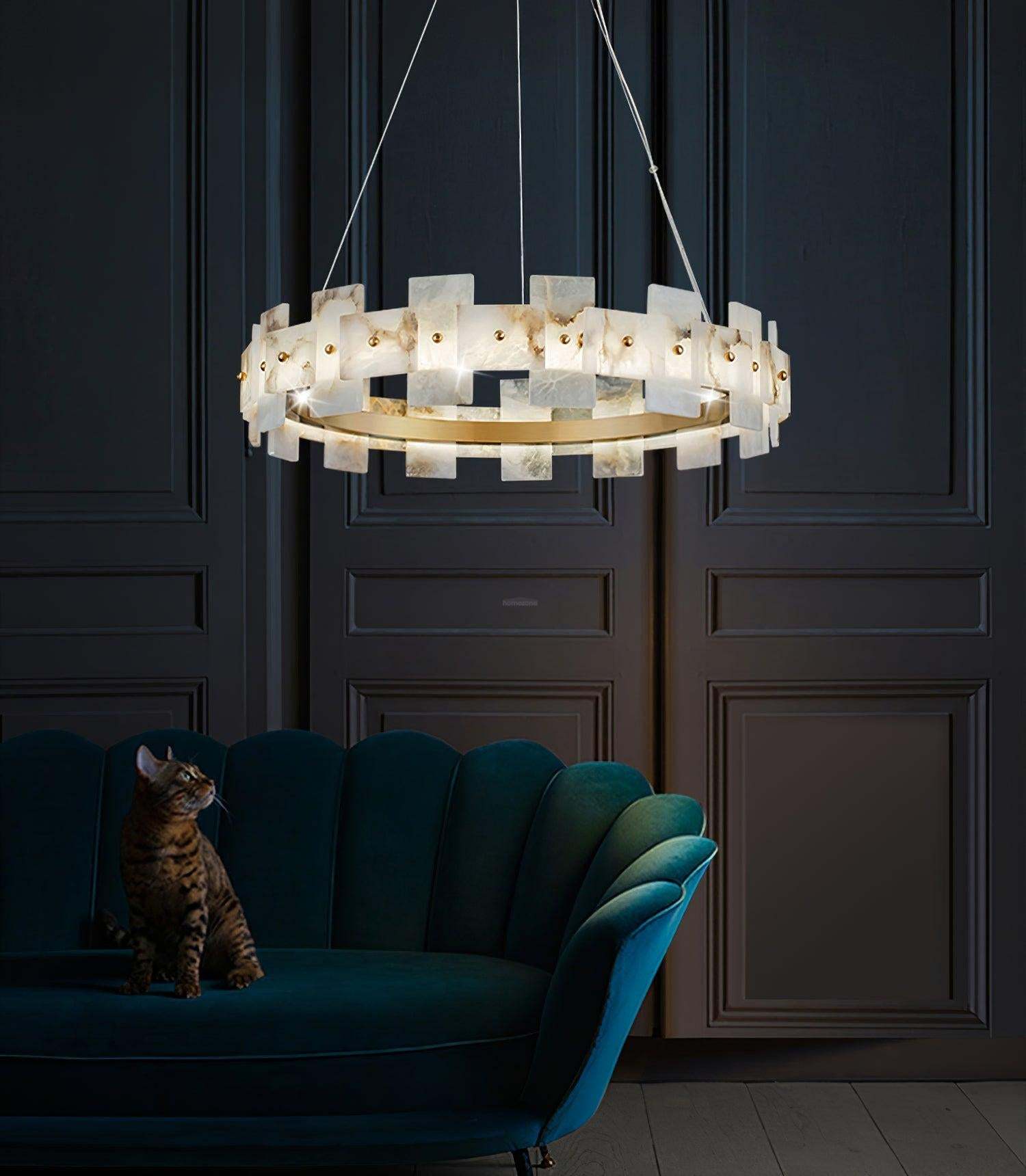 Alabaster Halo Chandelier Φ 23.6″/Φ 31.5''-Sylvia Space
