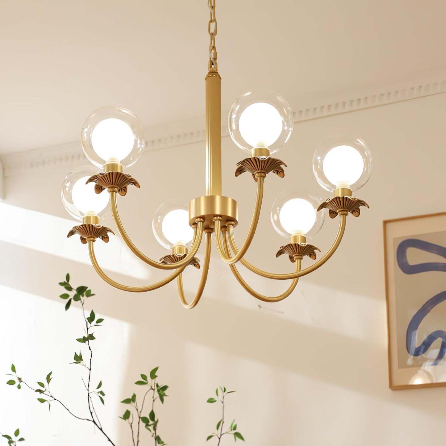 Aureate Radiance Glass Chandelier with 6/8 heads-Sylvia Space