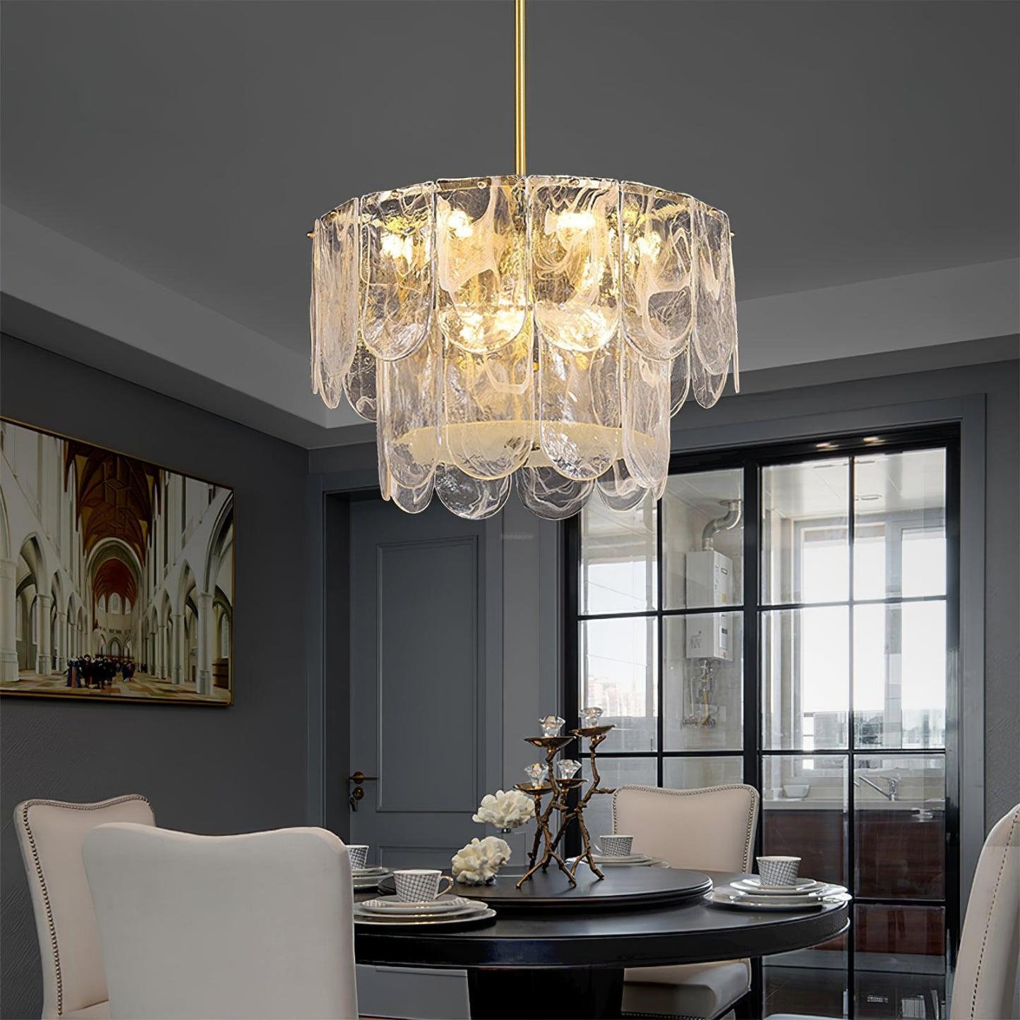 Traditional Classic Metal Glass Chandelier ∅ 15.7″-Sylvia Space