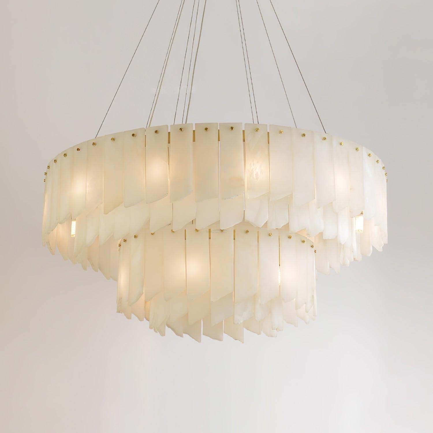 Alabaster Cascade Tiered Chandelier ∅ 27.6″-Sylvia Space