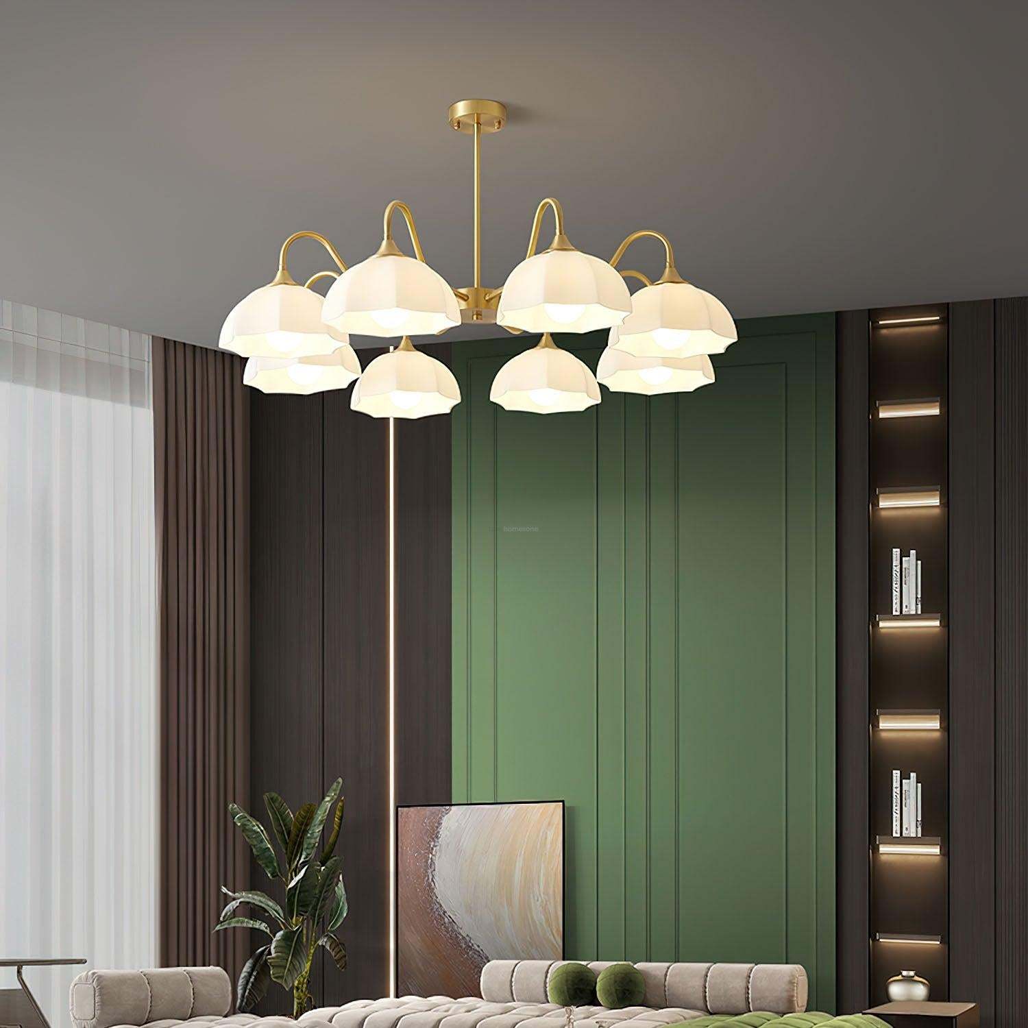 Octagonal Glass Bowl Chandelier with 3/5/8 heads-Sylvia Space