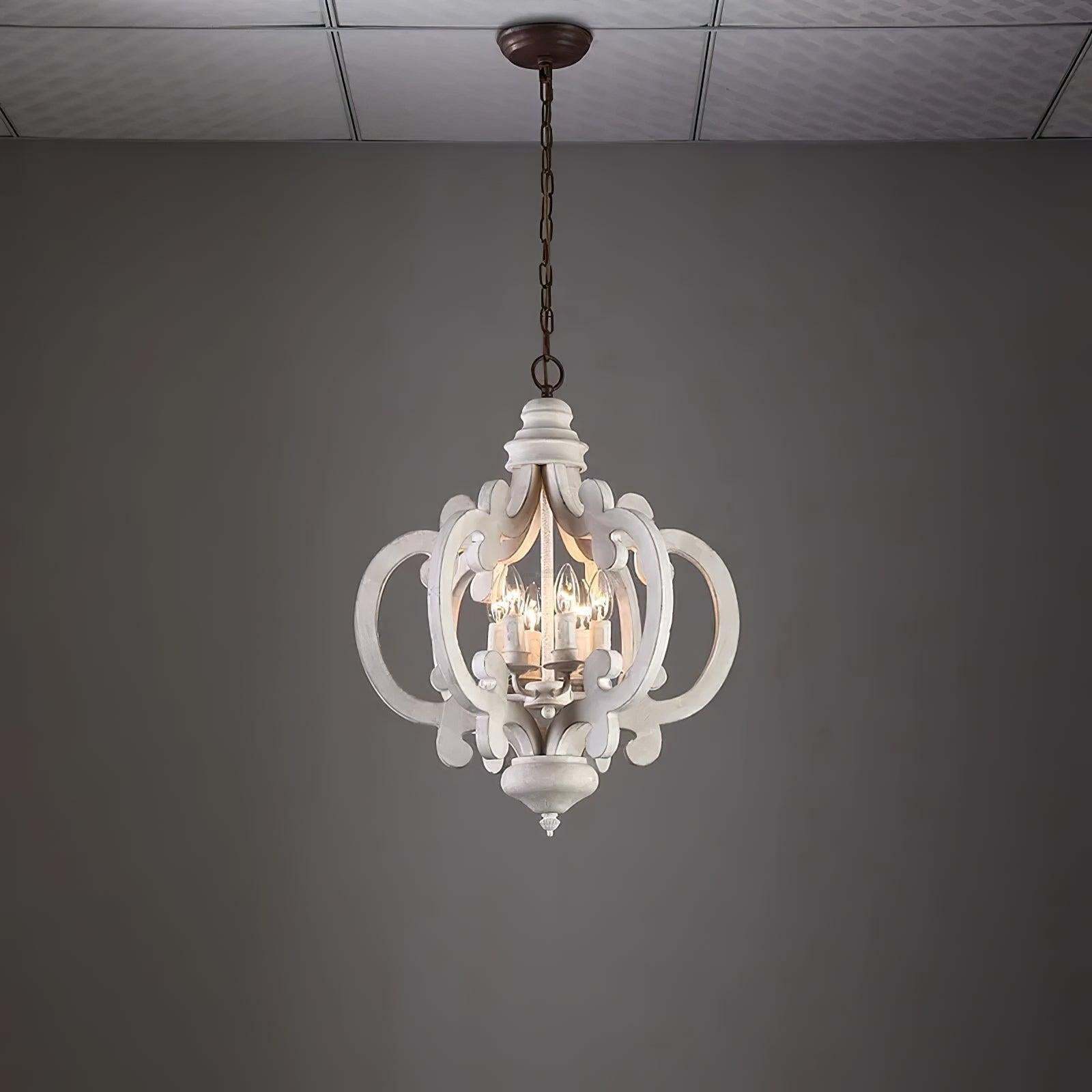 Antique White Style Chandelier Φ 19.7″-Sylvia Space