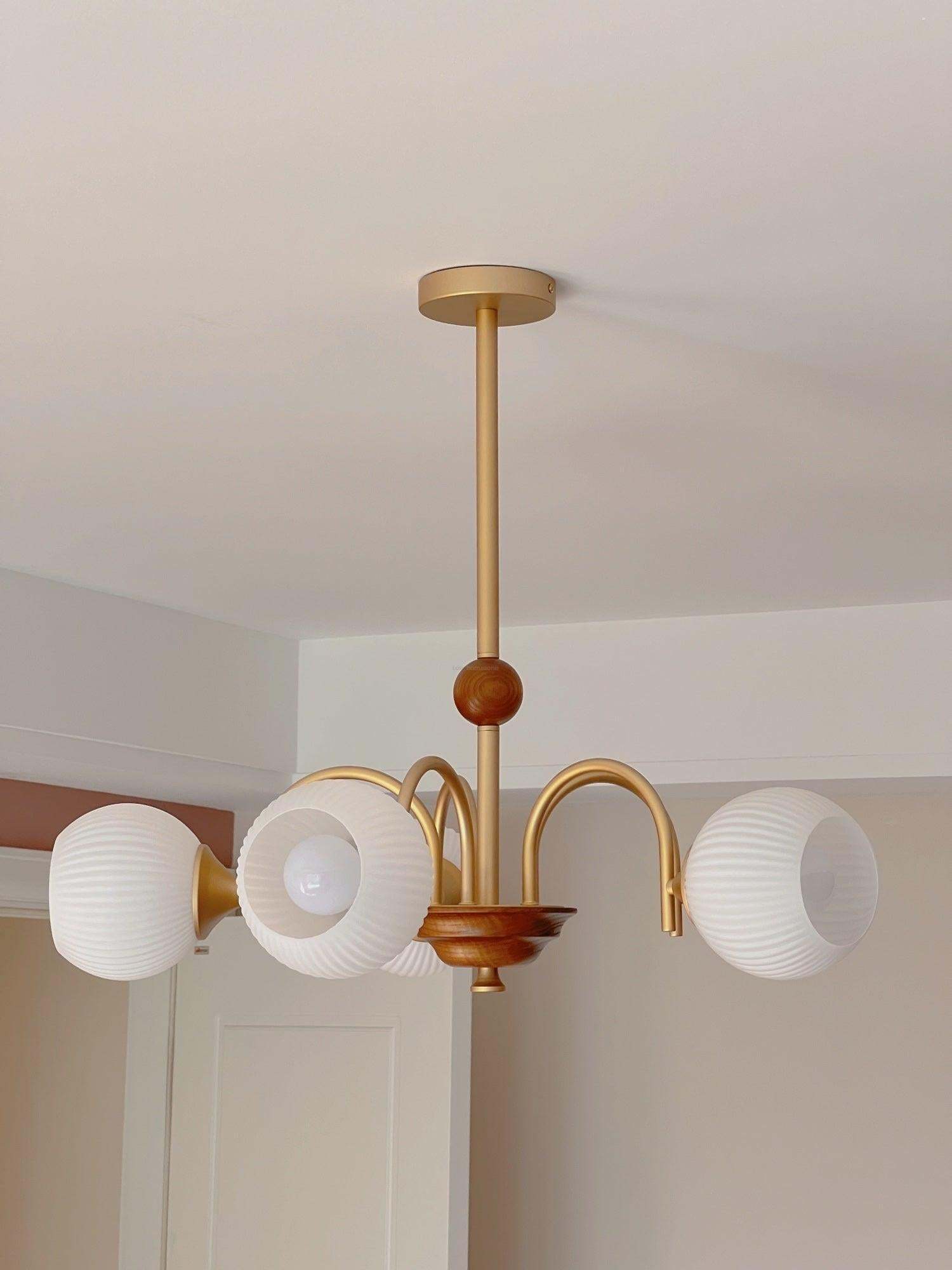 Sculptural Glass Ribbed Chandelier with 3/4/5/6/8 heads-Sylvia Space