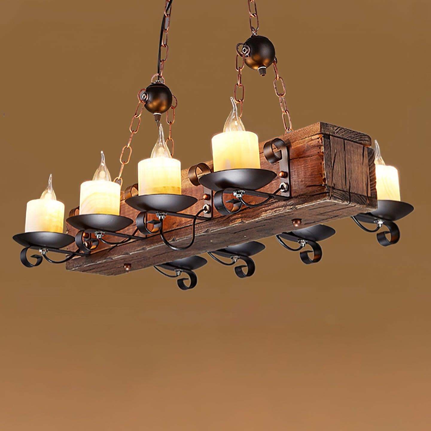 Nautical Industrial Style Wooden Chandelier with 1/3/6/8 heads-Sylvia Space