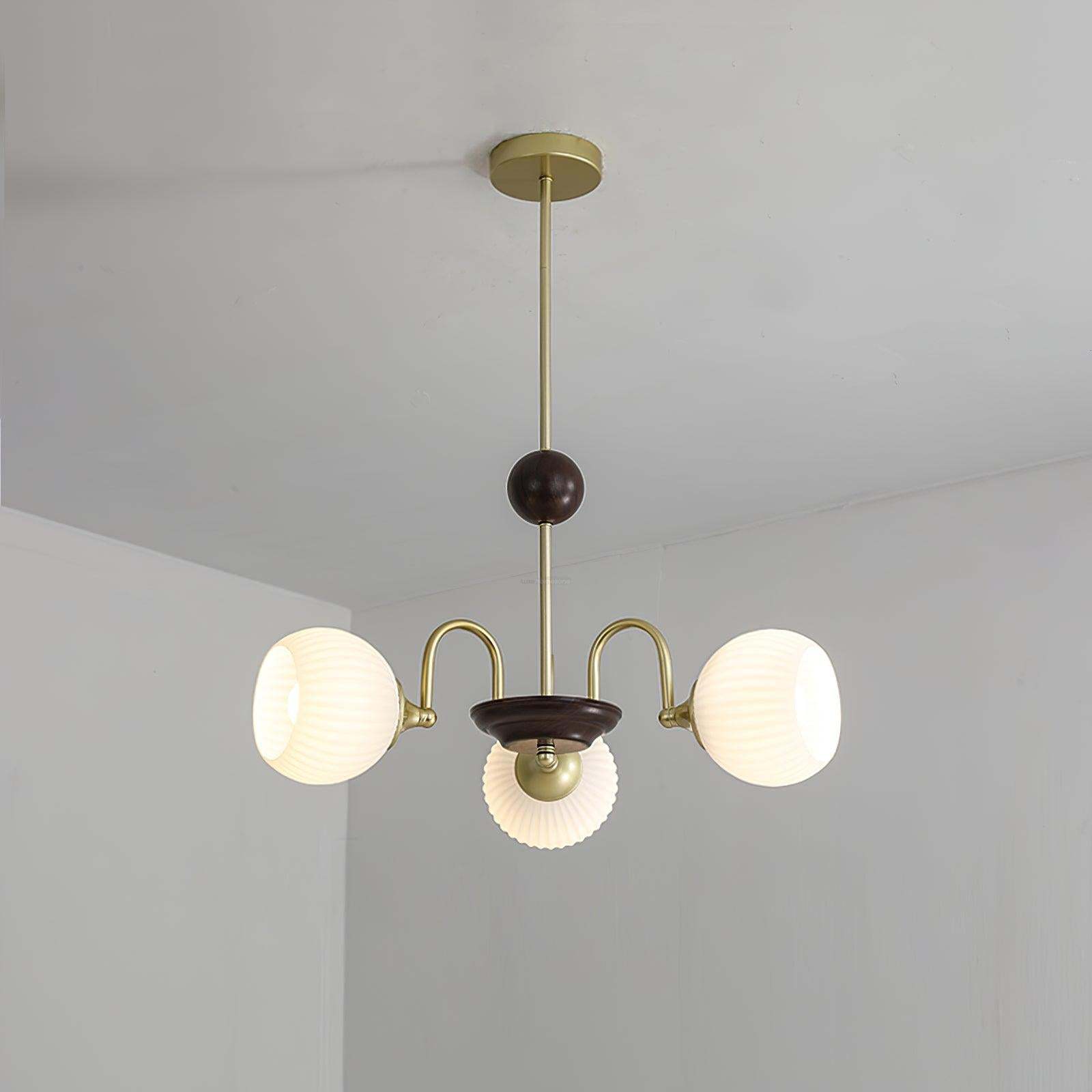 Sculptural Glass Ribbed Chandelier with 3/4/5/6/8 heads-Sylvia Space