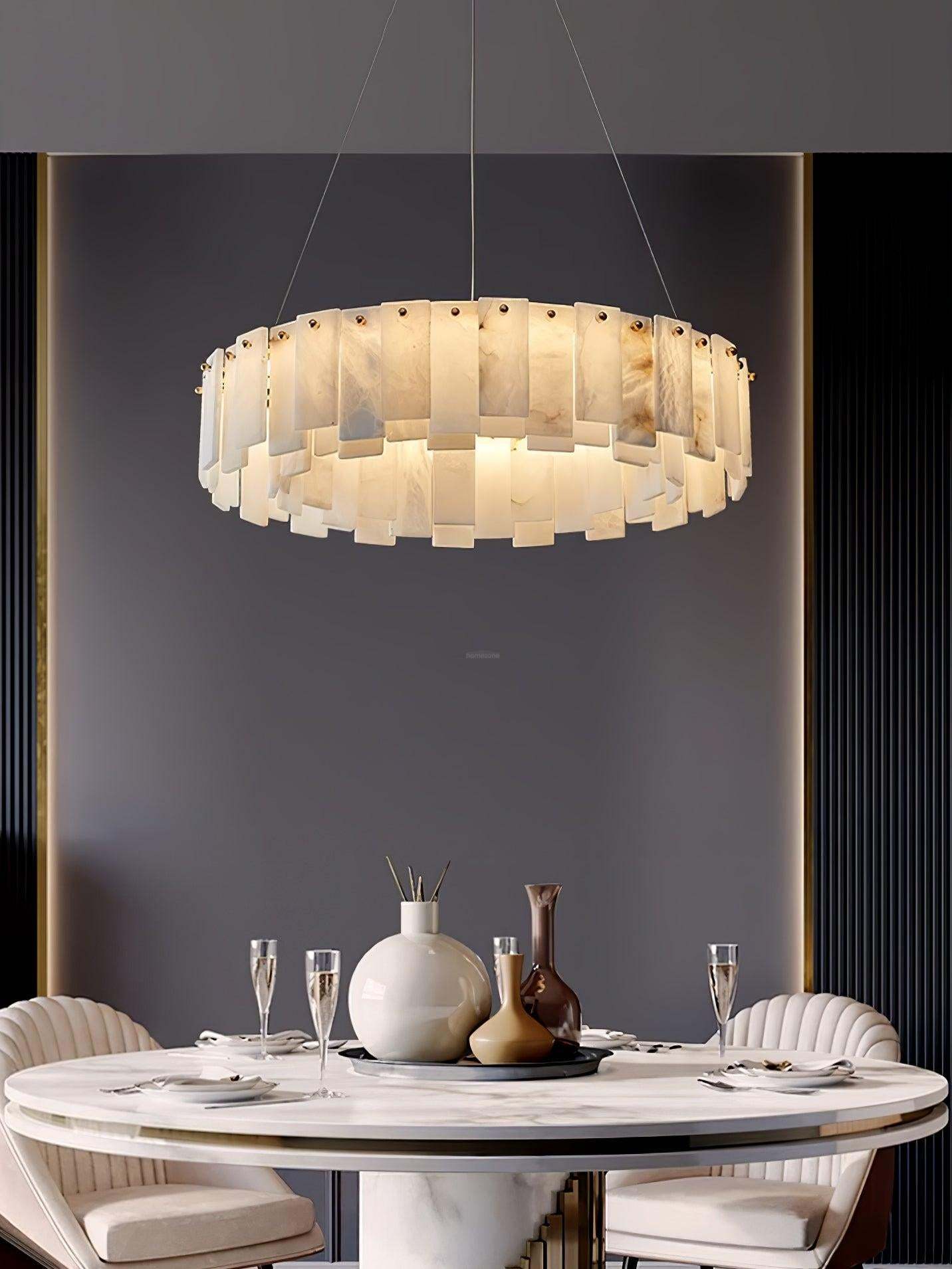 Celestial Alabaster Round/Square Chandelier-Sylvia Space