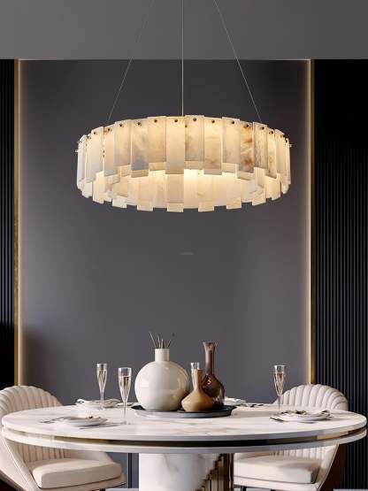 Celestial Alabaster Round/Square Chandelier-Sylvia Space