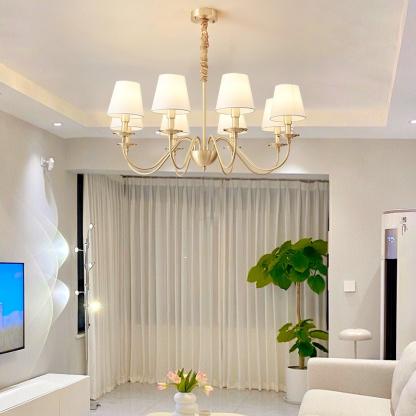 Tapered Fabric Brass Chandelier with 3/5/8 heads-Sylvia Space