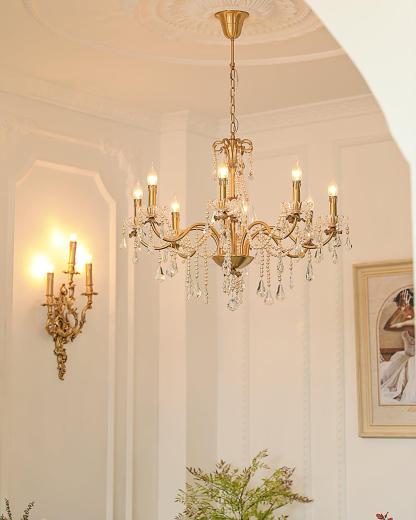 Crystal Pearl Candle Chandelier-Sylvia Space