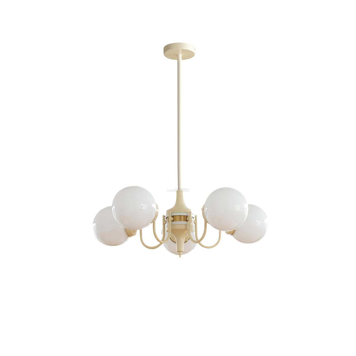 Cream Glass Ball Chandelier ∅ 19.7″-Sylvia Space