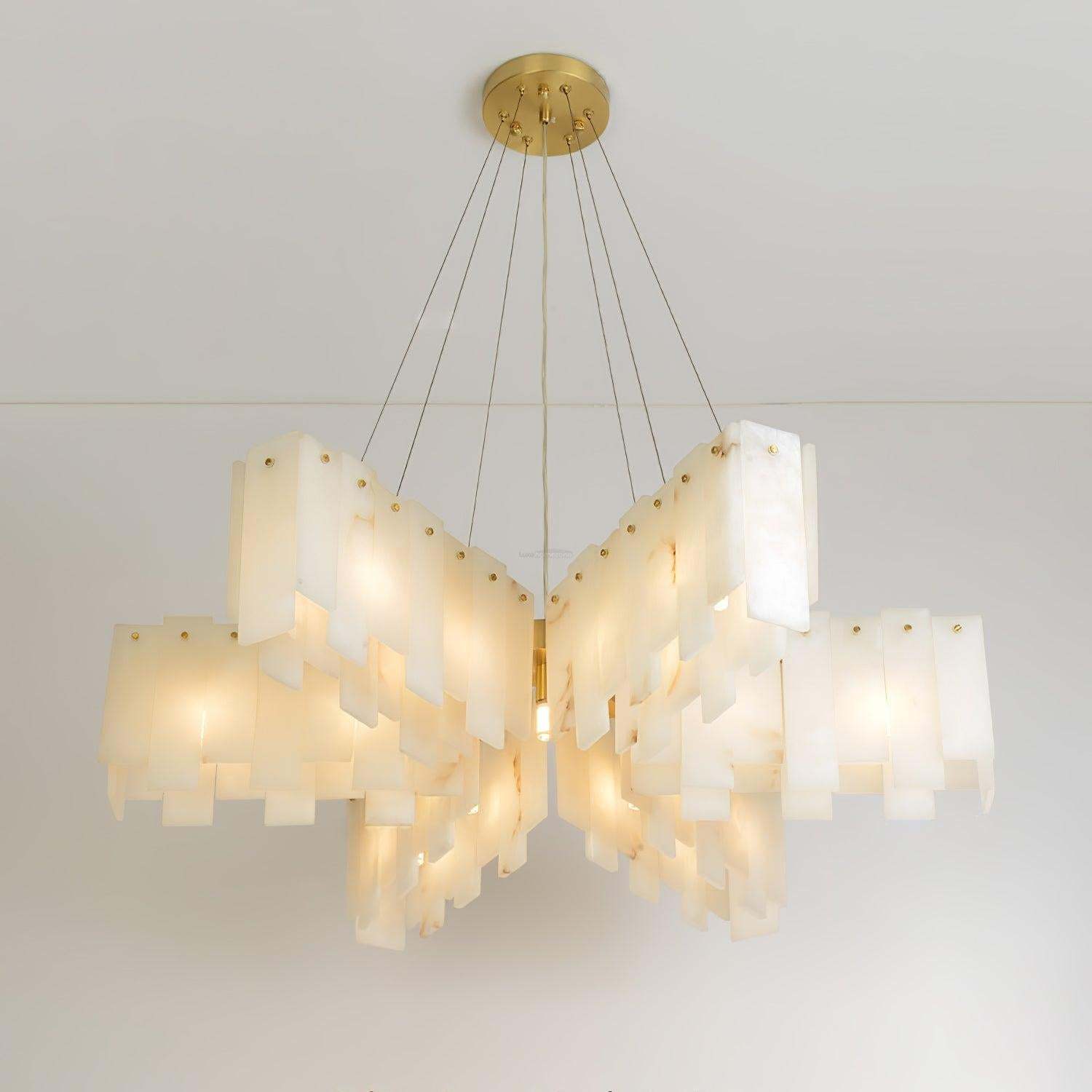 Alabaster Cascade Tiered Chandelier ∅ 27.6″-Sylvia Space