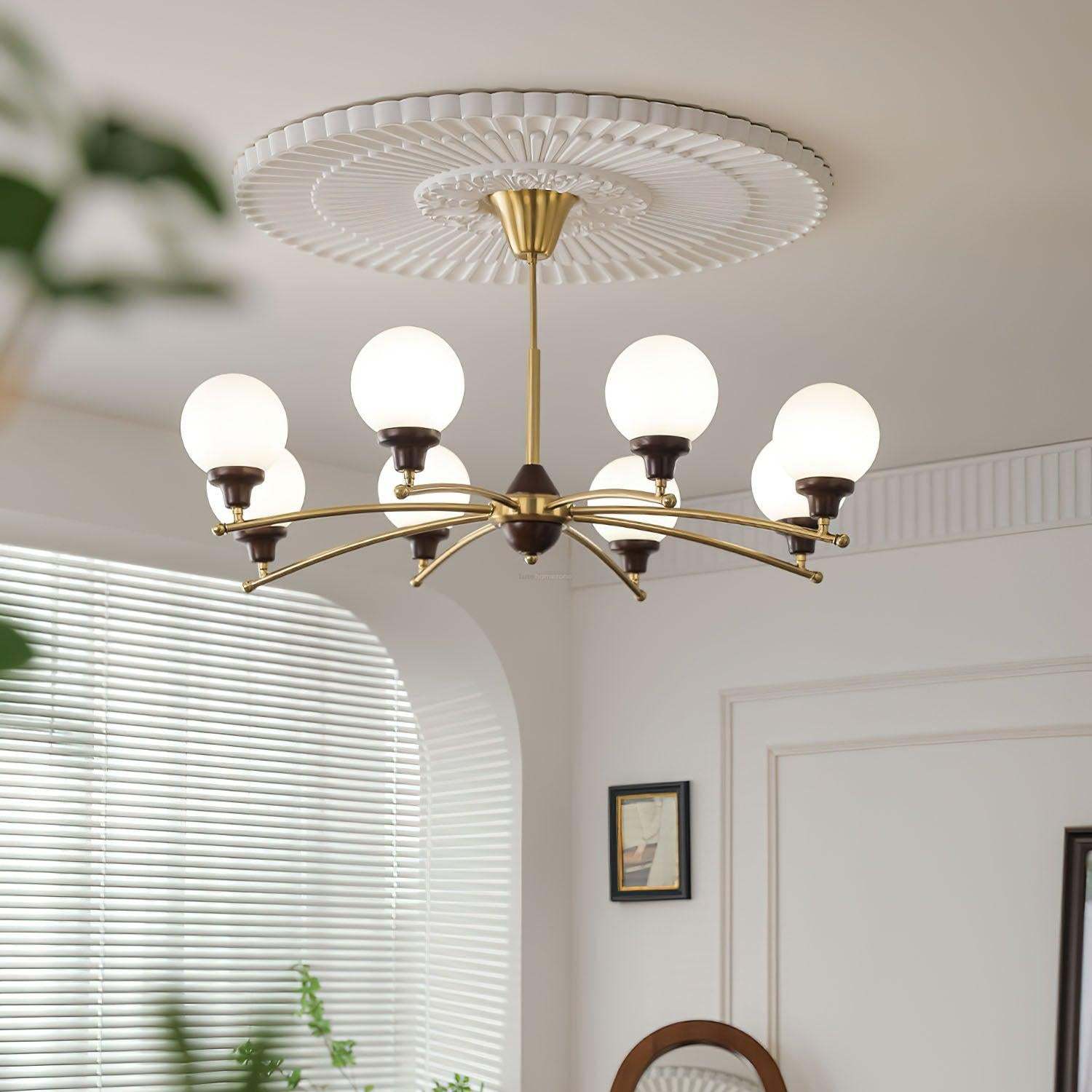 Walnut Glass Ball Chandelier ∅ 21.6″-Sylvia Space