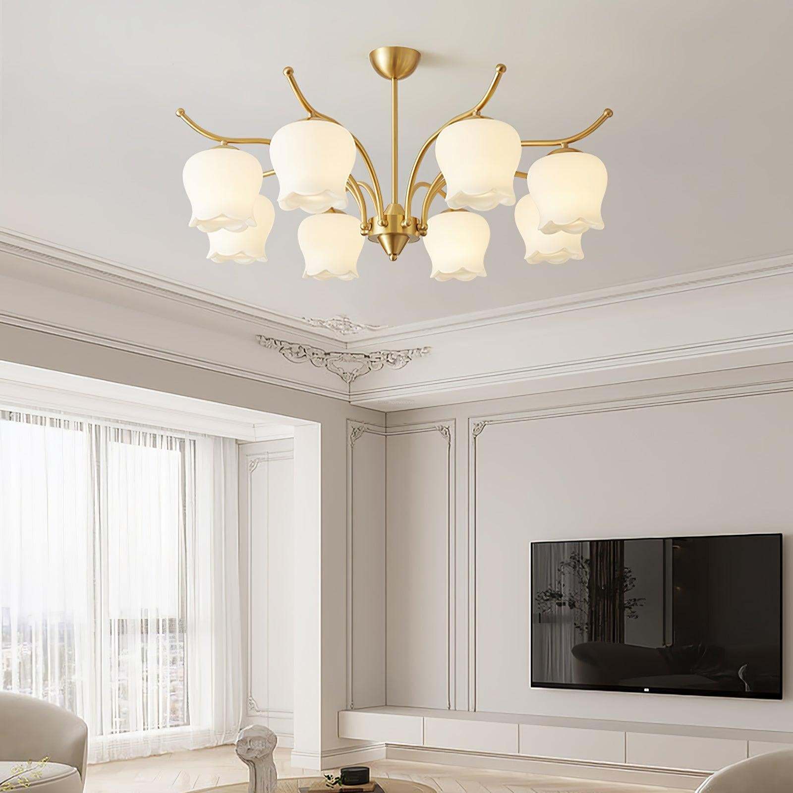 Tulip Brass Chandelier with 3/6/8 heads-Sylvia Space