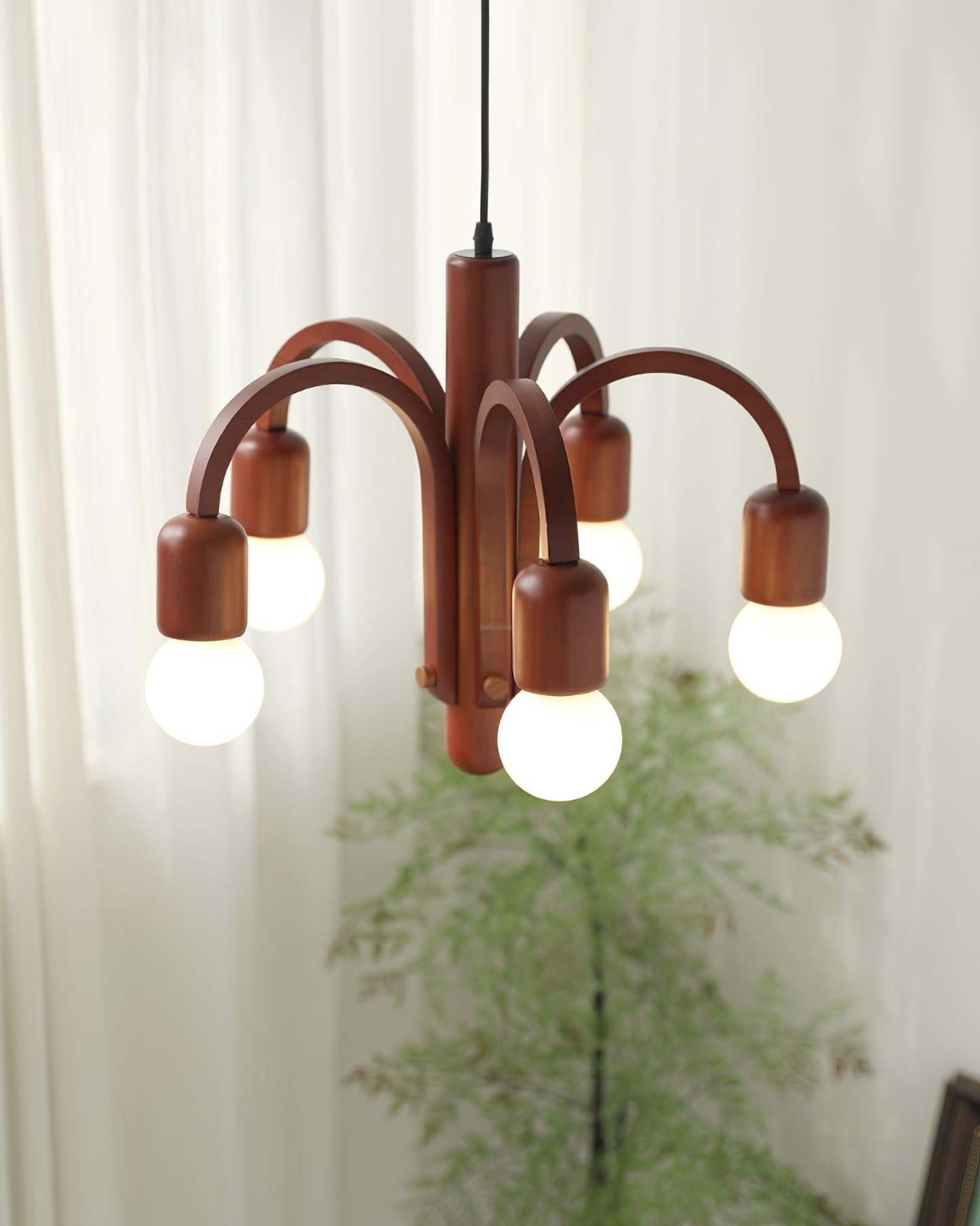 Candela Teak Chandelier Φ 19.6″-Sylvia Space
