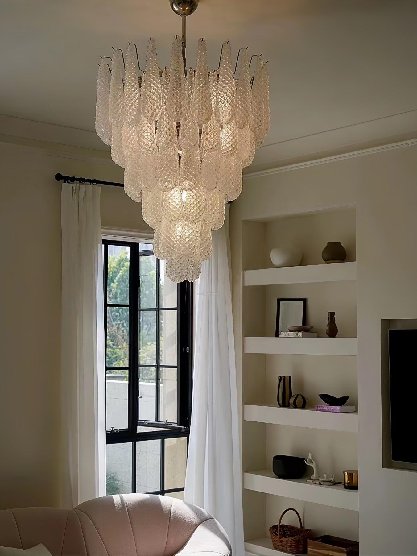 Grid Glass Style Waterfall Chandelier-Sylvia Space