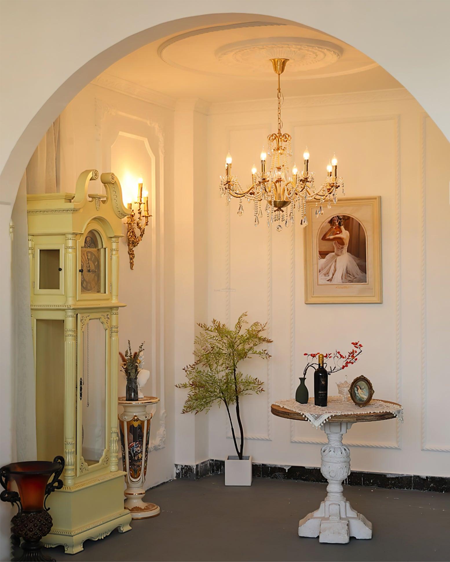 Crystal Pearl Candle Chandelier-Sylvia Space