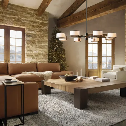 Daphne Round Linen Chandelier 48" 60"D