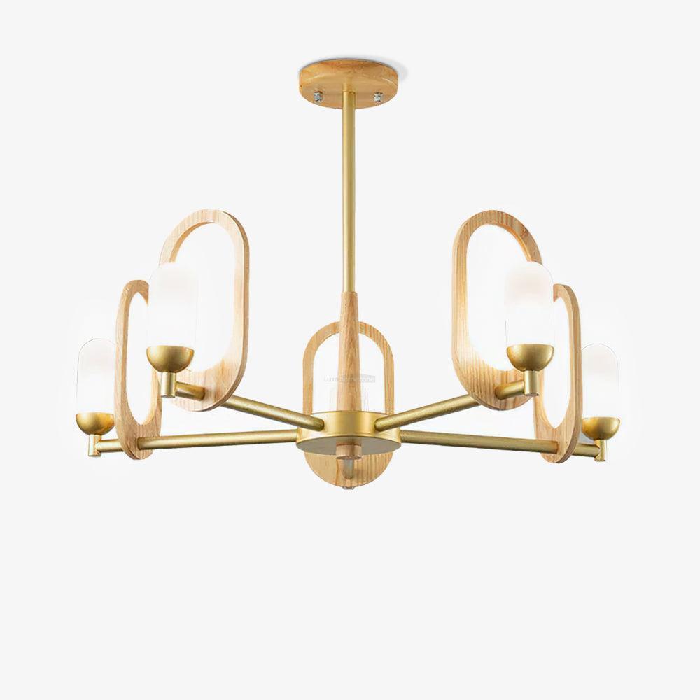 Wood Art Halo Chandelier with 3/5 heads-Sylvia Space