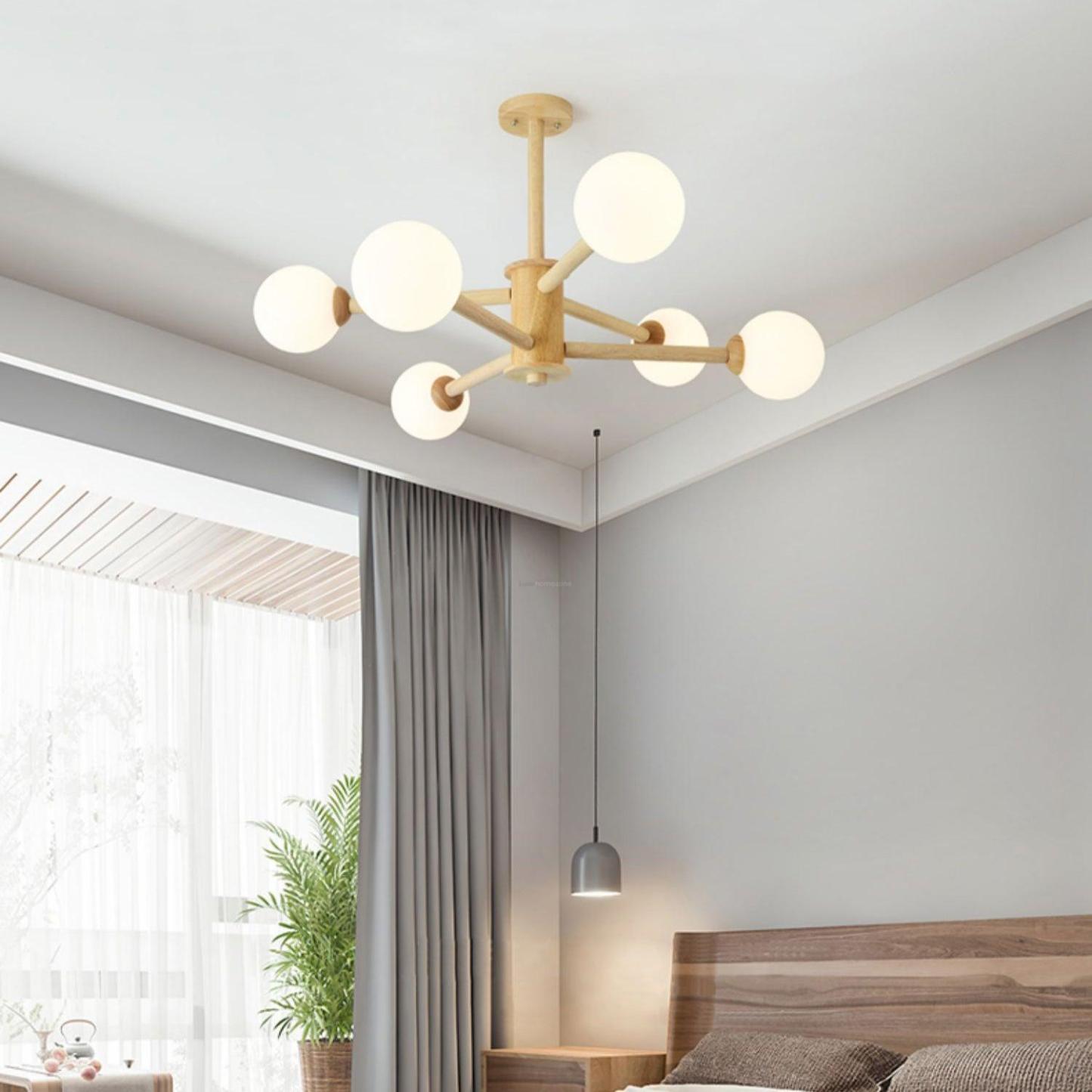 Kozan Wooden Chandelier with 6/8/10/12 heads-Sylvia Space