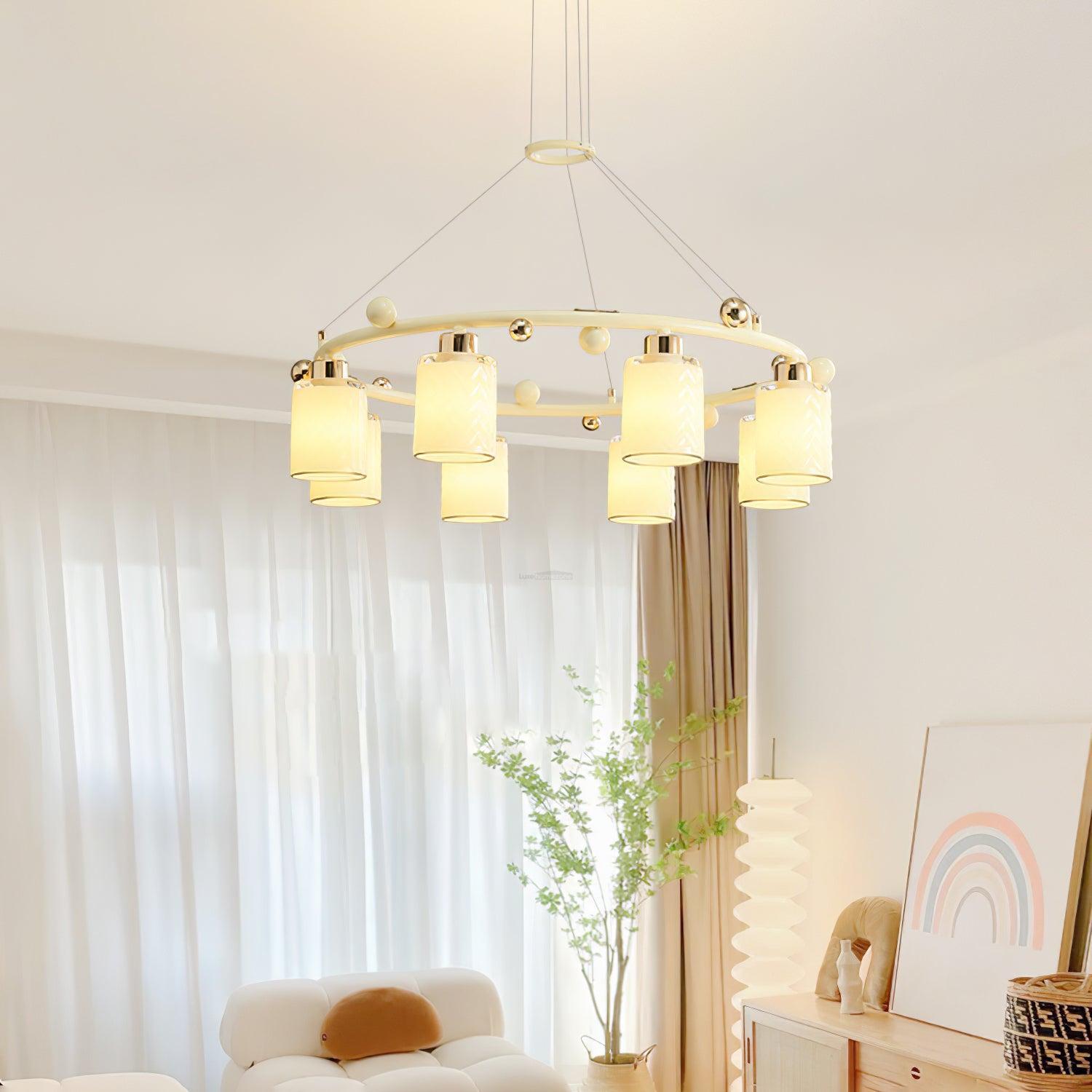Round Glass Cup Chandelier-Sylvia Space