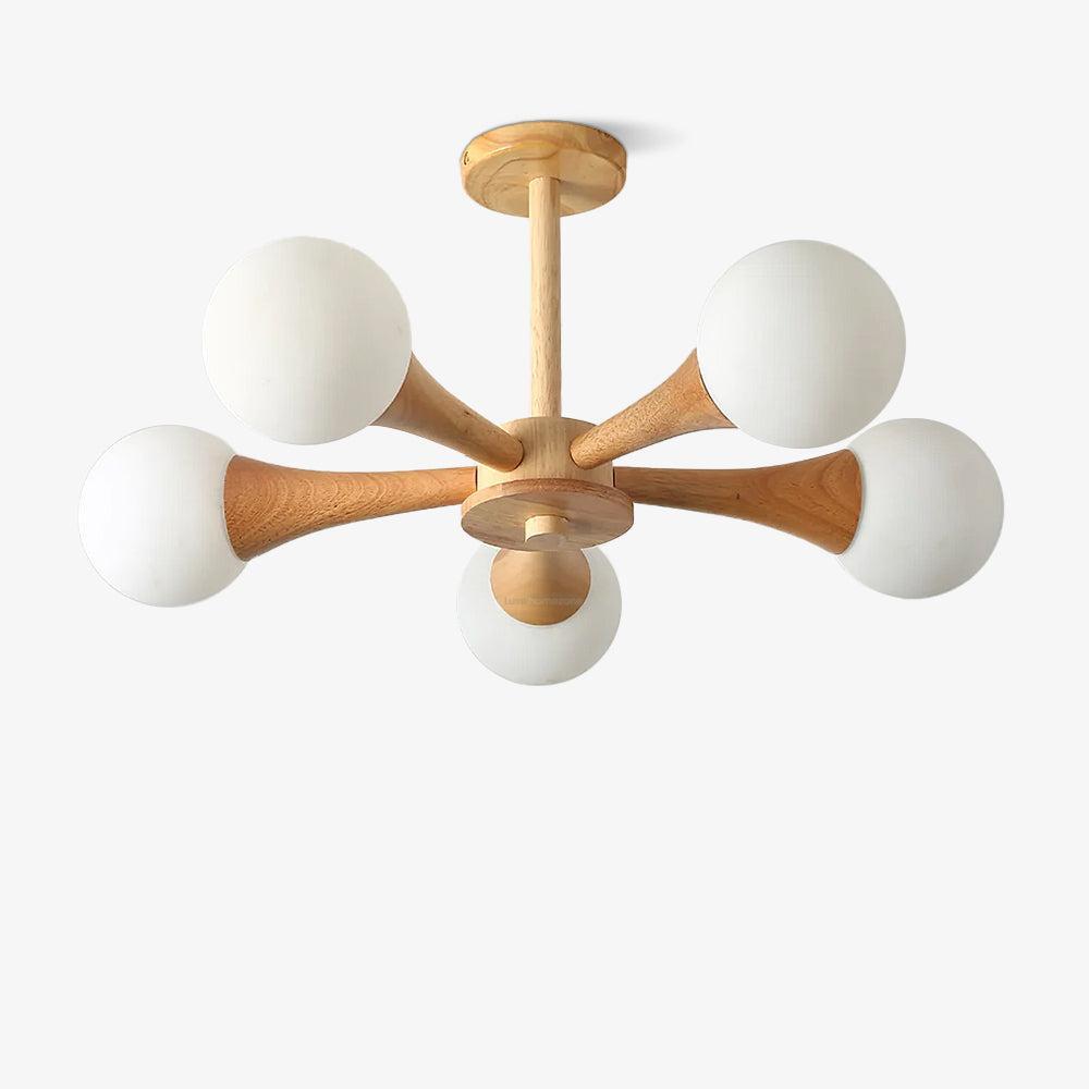 Wooden Nera Chandelier with 3/4/5 heads-Sylvia Space