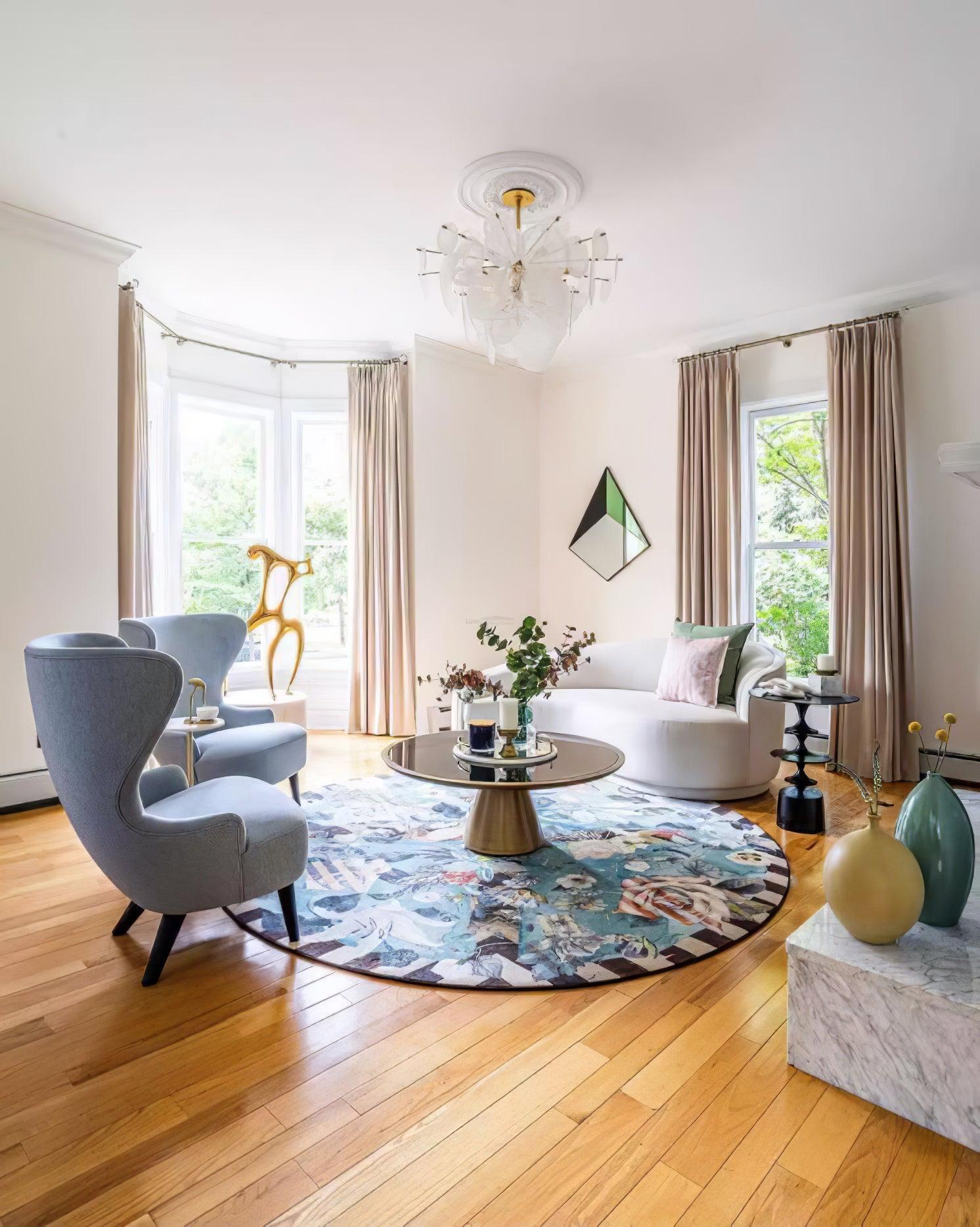 Brass Discs Cascading Round Chandelier-Sylvia Space