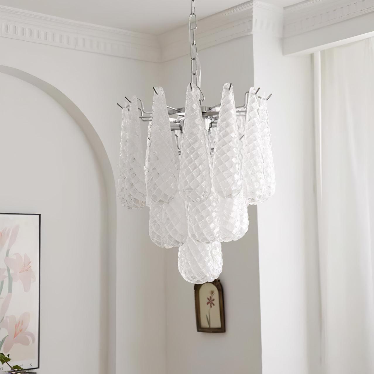 Grid Glass Style Waterfall Chandelier-Sylvia Space
