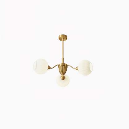 Ribbed Glass Ball Chandelier ∅ 31.5″-Sylvia Space