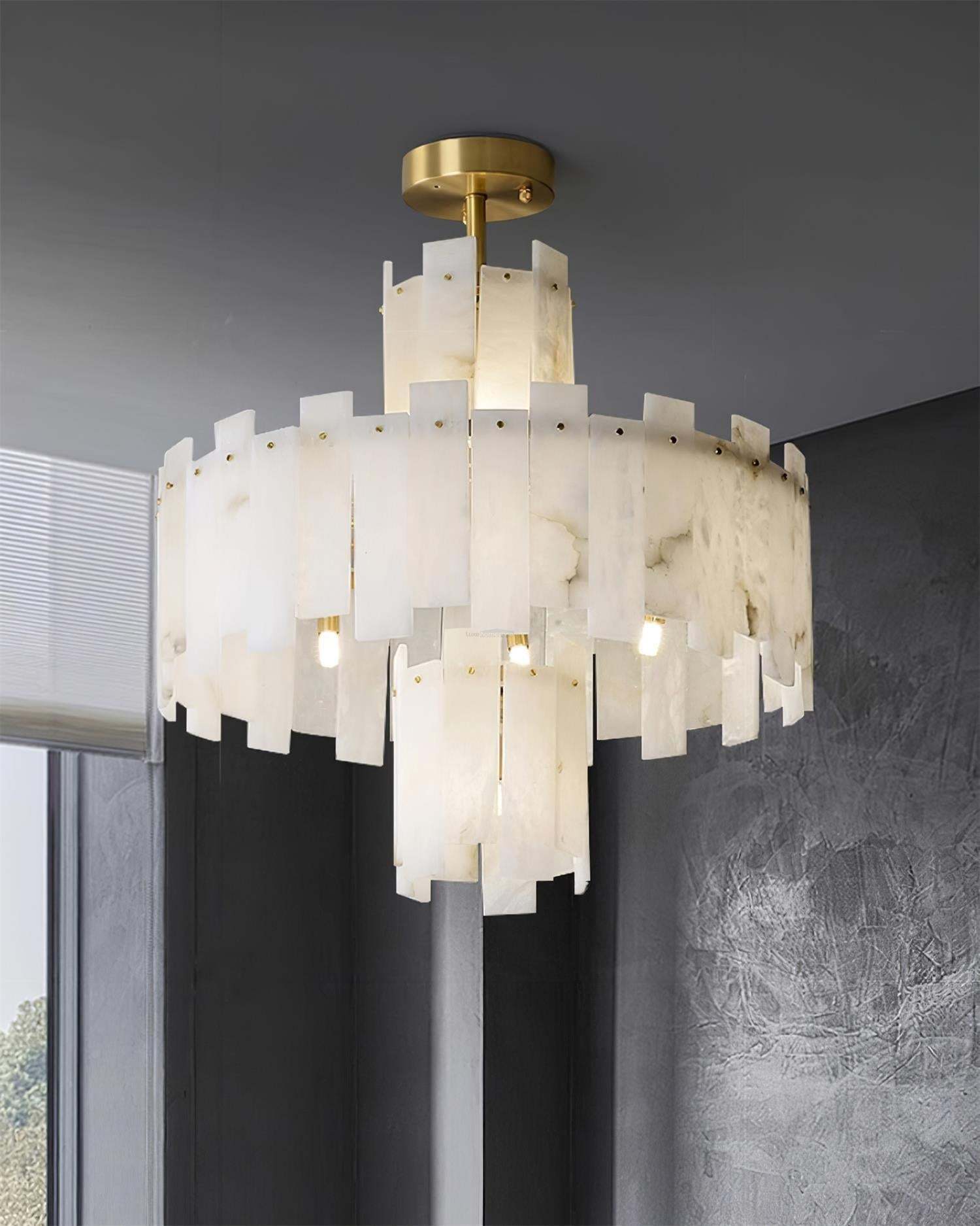 Regina Alabaster Round Chandelier-Sylvia Space
