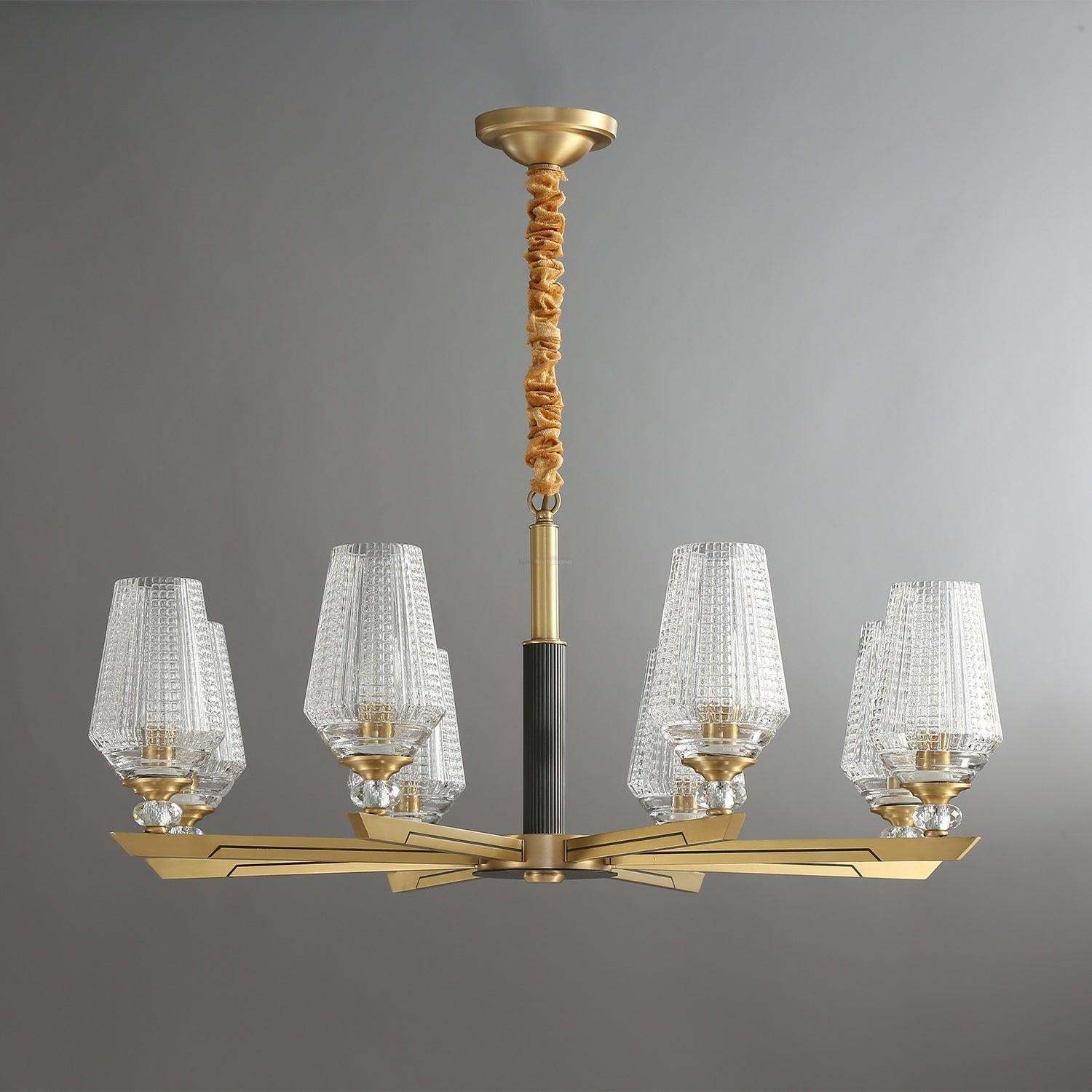 Orrefors Brass Chandelier Φ 25.2″-Sylvia Space